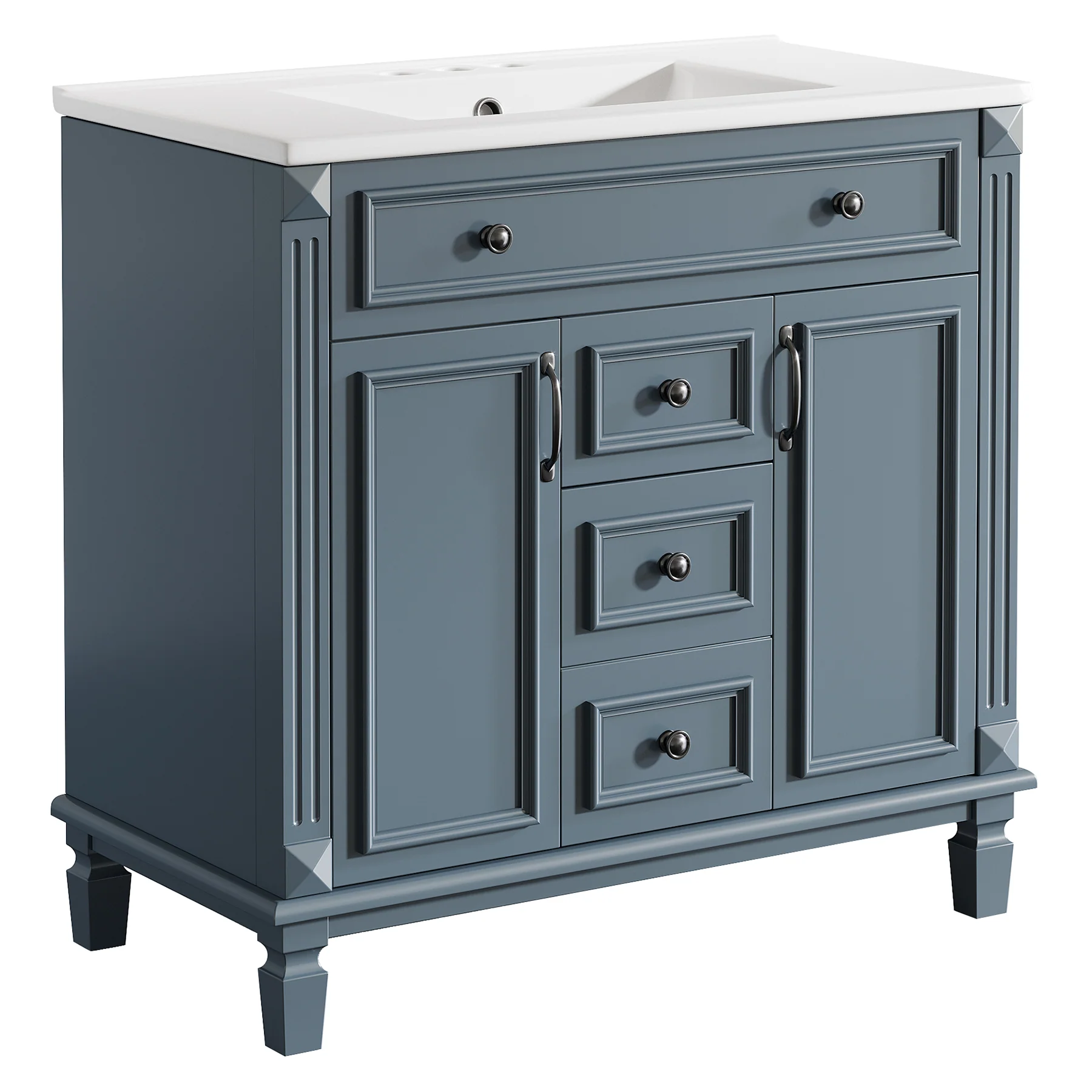 36" Bathroom Vanity With Sink, Bath Storage Vanity with 2 Drawers & 2 Door Organizers - Image 10