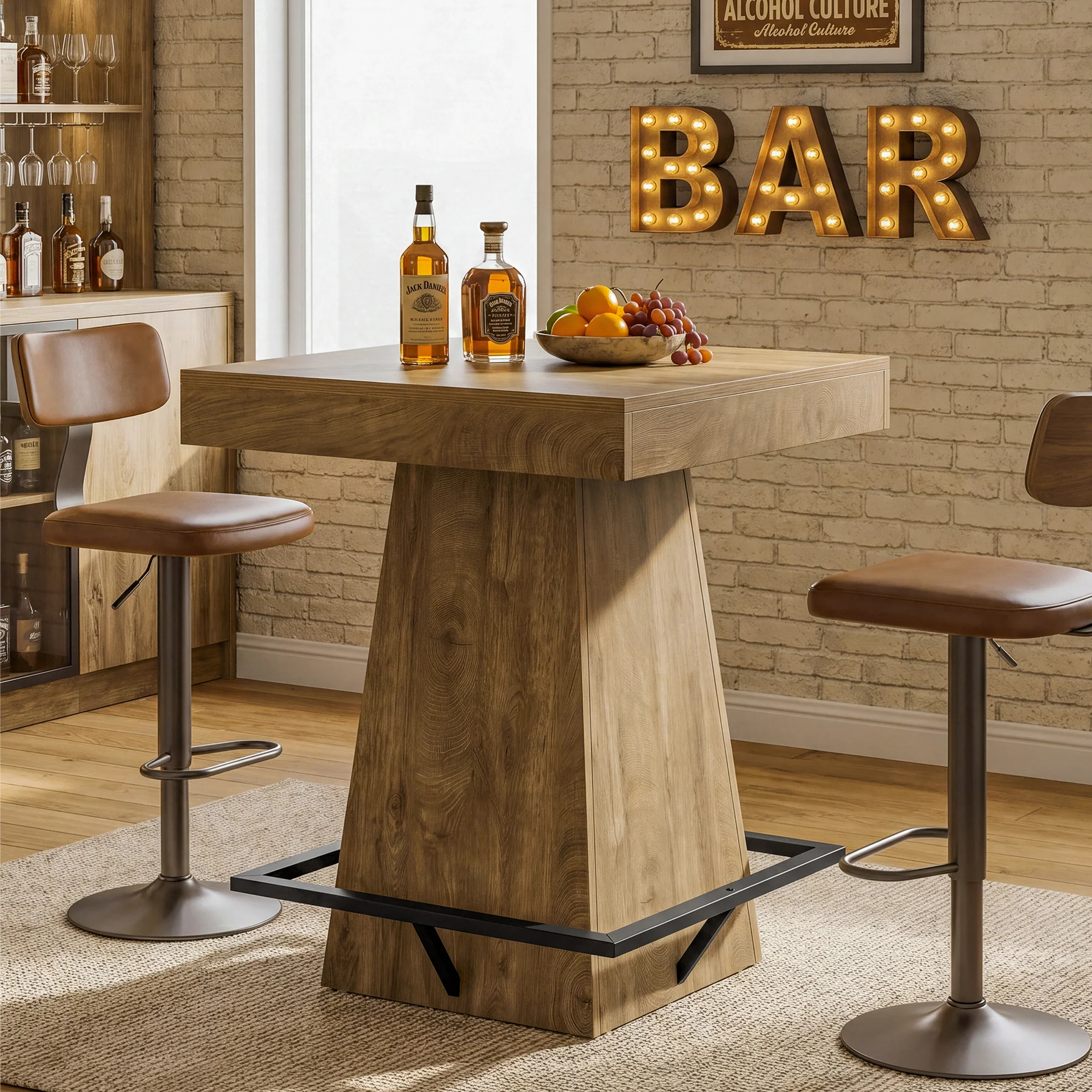 Tribesigns 37.4" Square Bar Table, Pub Table with Footrest for Dining Room - Image 10