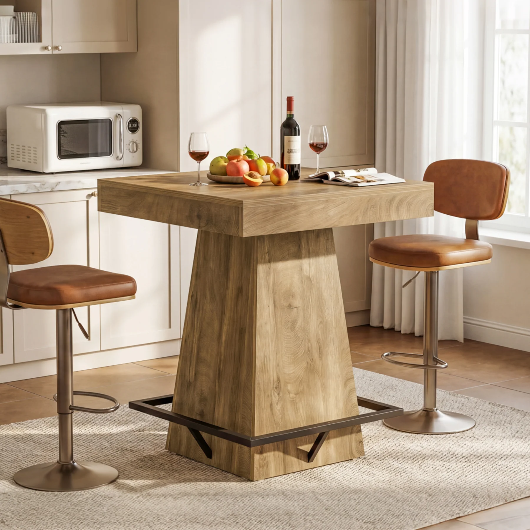 Tribesigns 37.4" Square Bar Table, Pub Table with Footrest for Dining Room - Image 12
