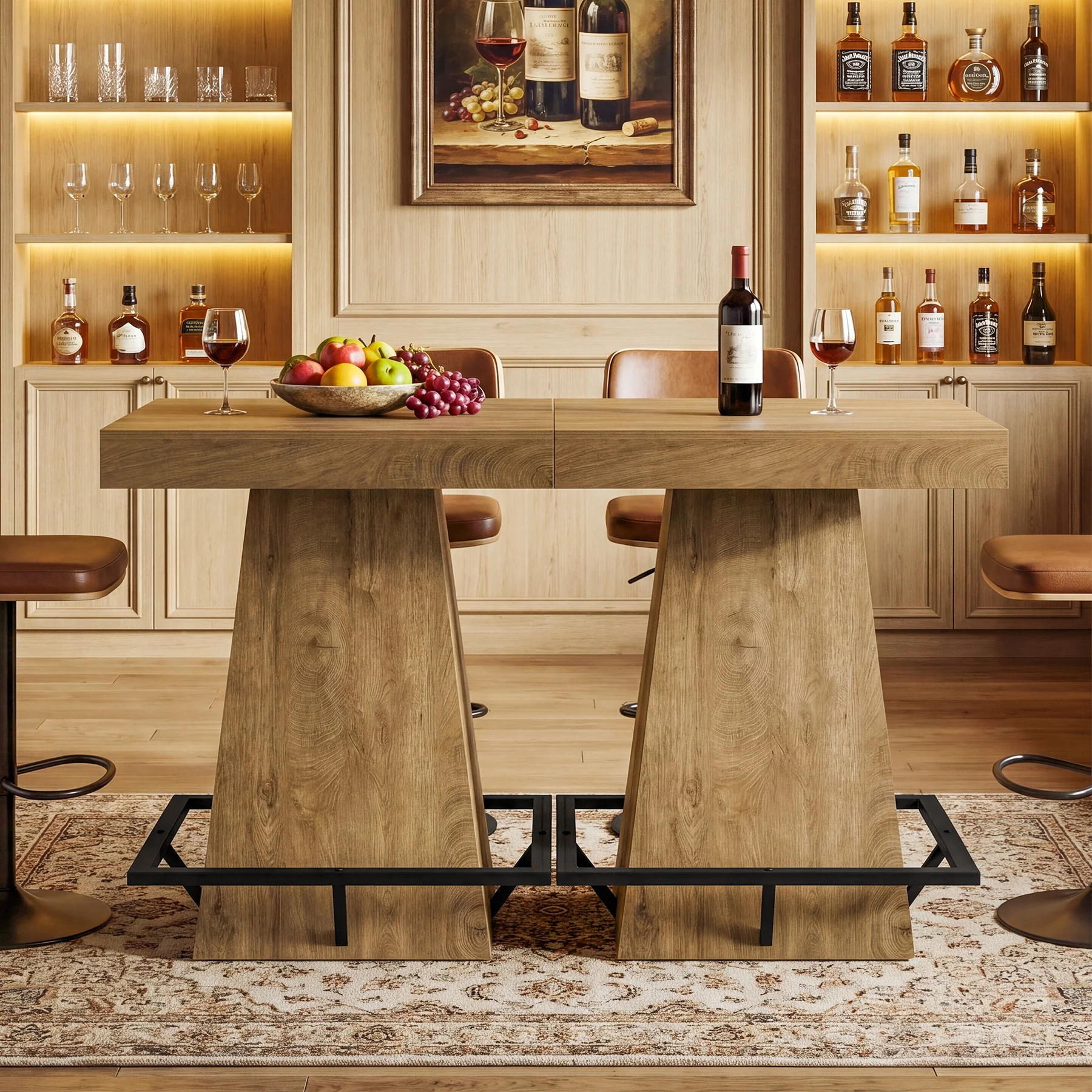 Tribesigns 37.4" Square Bar Table, Pub Table with Footrest for Dining Room - Image 8