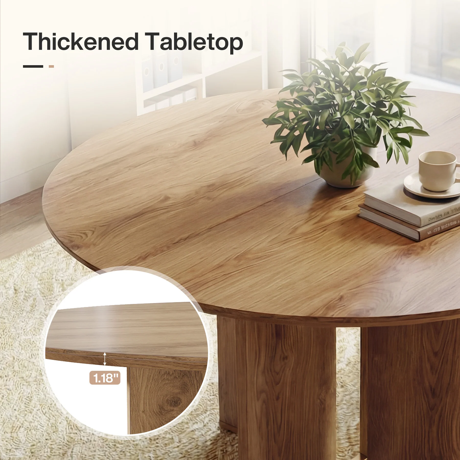 39.37" Conference Table for 4, Round Office Table with Lower Storage Shelf - Image 7