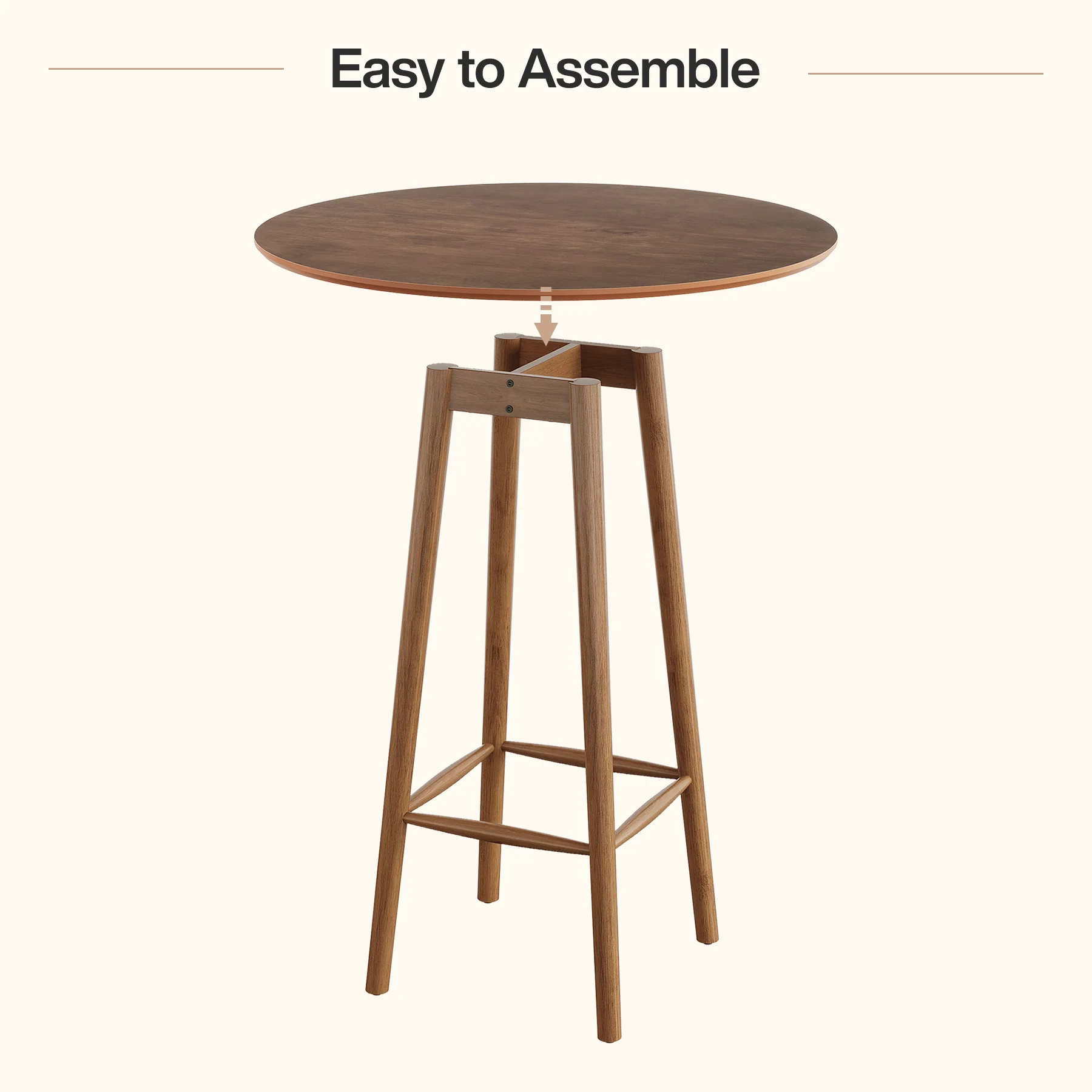 39.37"H Round Bar Table, Solid Wood Bistro Table with Sturdy Frame - Image 8