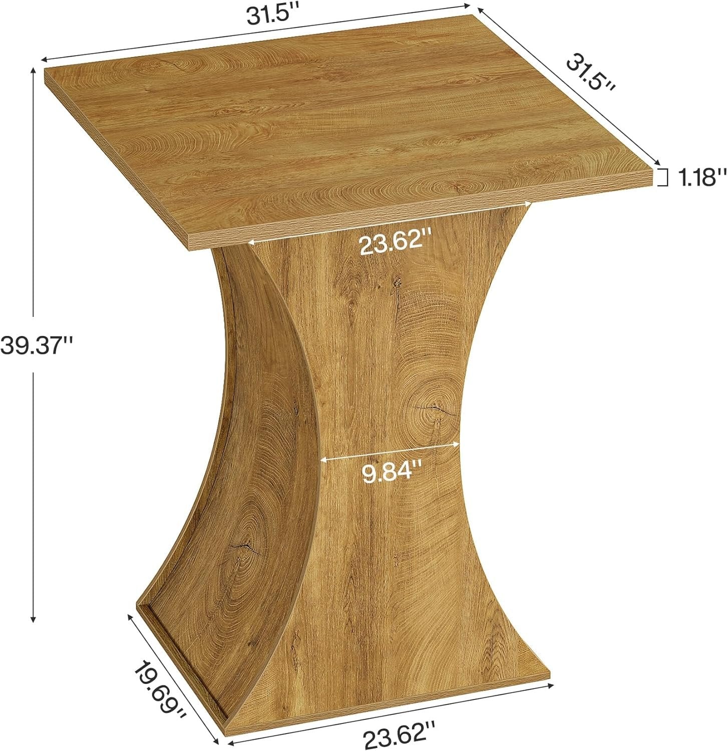 39.4" H Square Bar Table, Farmhouse Pub Cocktail Table with Curved Profile - Image 2