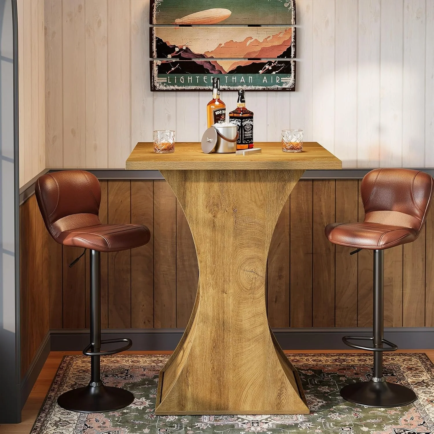 39.4" H Square Bar Table, Farmhouse Pub Cocktail Table with Curved Profile - Image 5