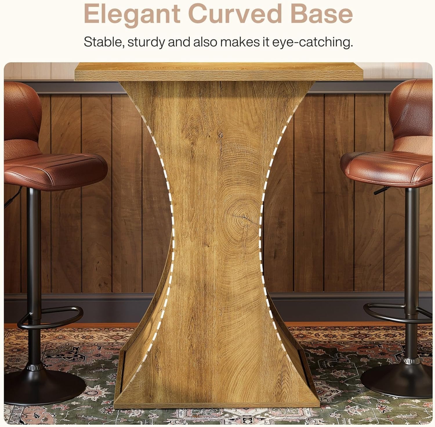 39.4" H Square Bar Table, Farmhouse Pub Cocktail Table with Curved Profile - Image 9