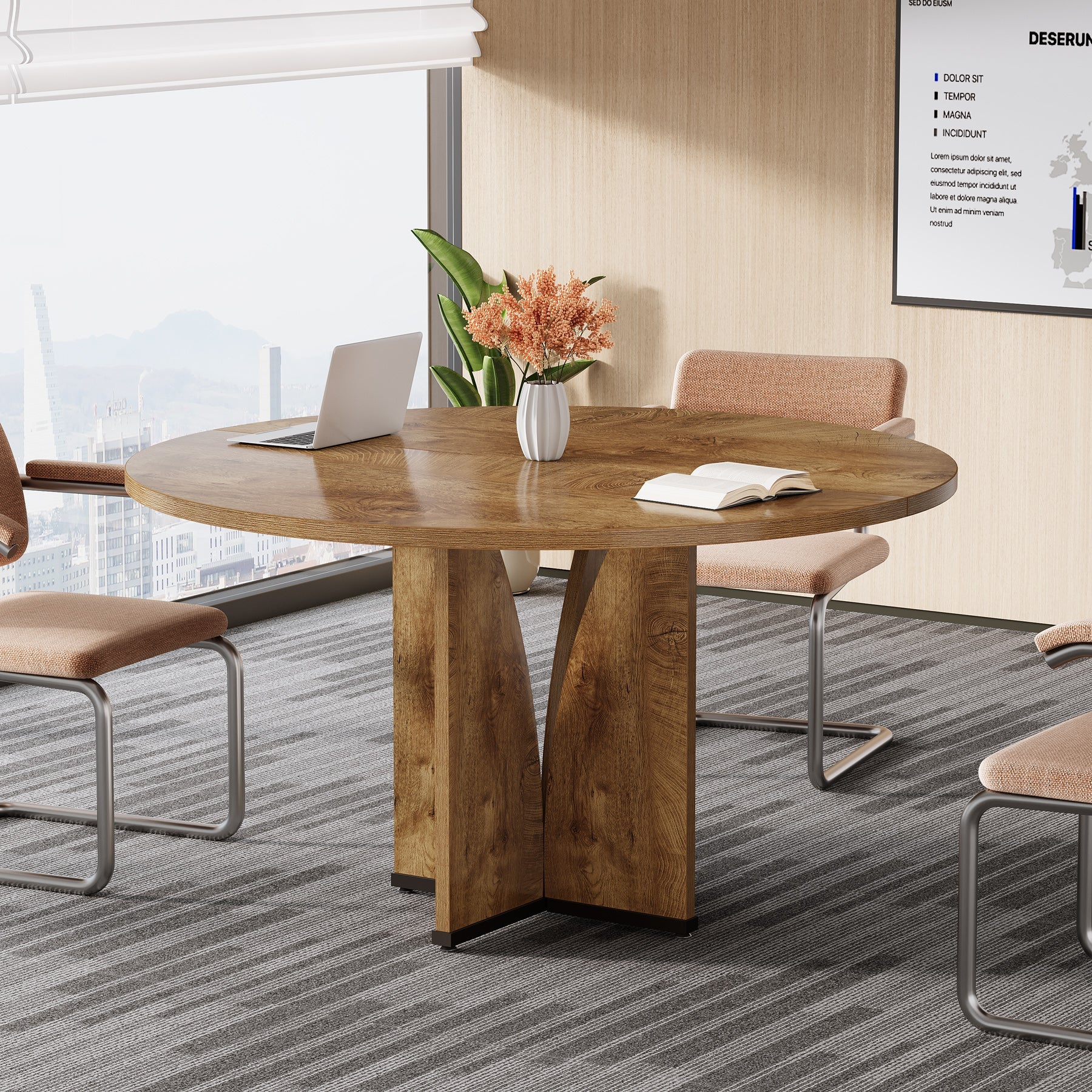 39" Round Dining Table, Farmhouse Kitchen Table for 4 People - Image 11