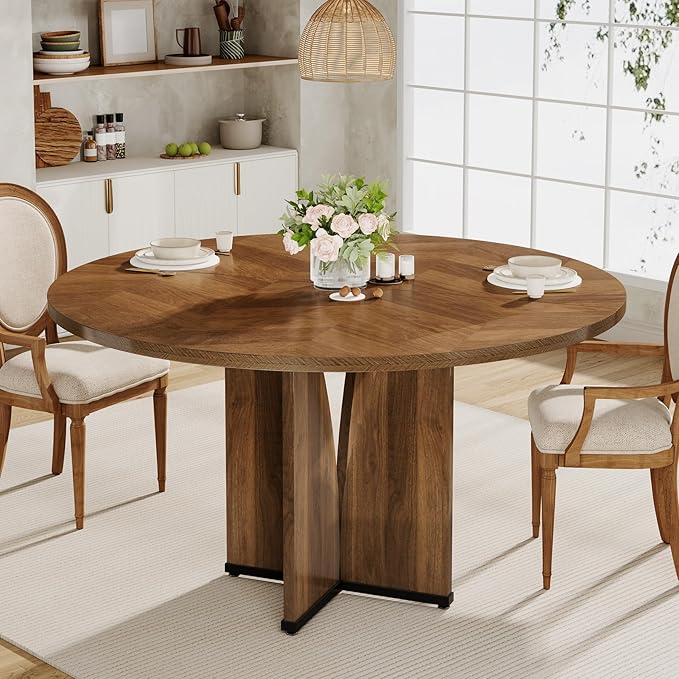 39" Round Dining Table, Farmhouse Kitchen Table for 4 People - Image 3