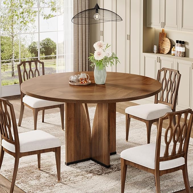39" Round Dining Table, Farmhouse Kitchen Table for 4 People - Image 4
