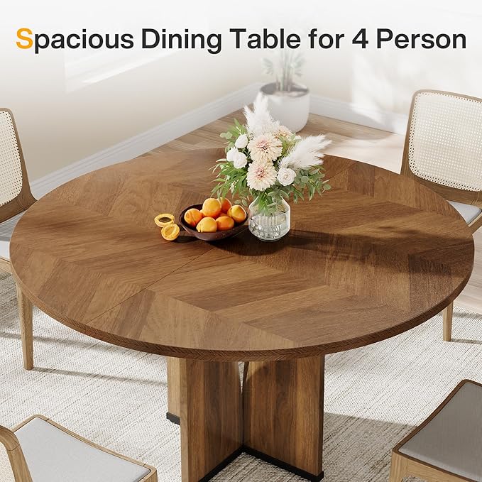 39" Round Dining Table, Farmhouse Kitchen Table for 4 People - Image 6
