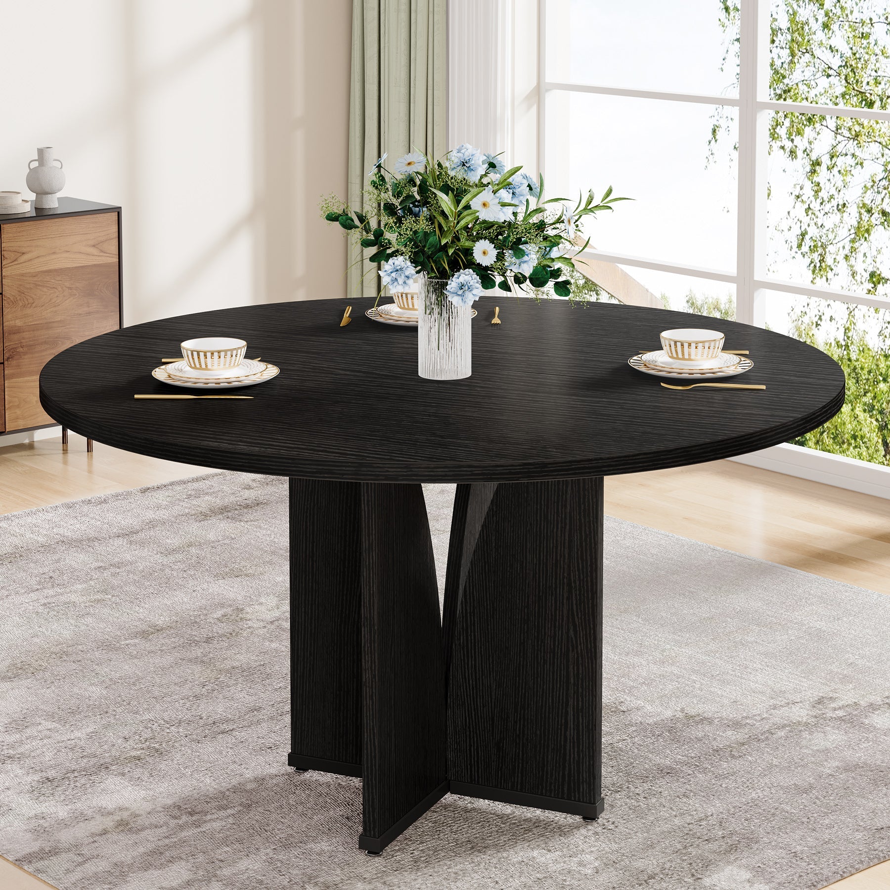 39" Round Dining Table, Farmhouse Kitchen Table for 4 People - Image 9