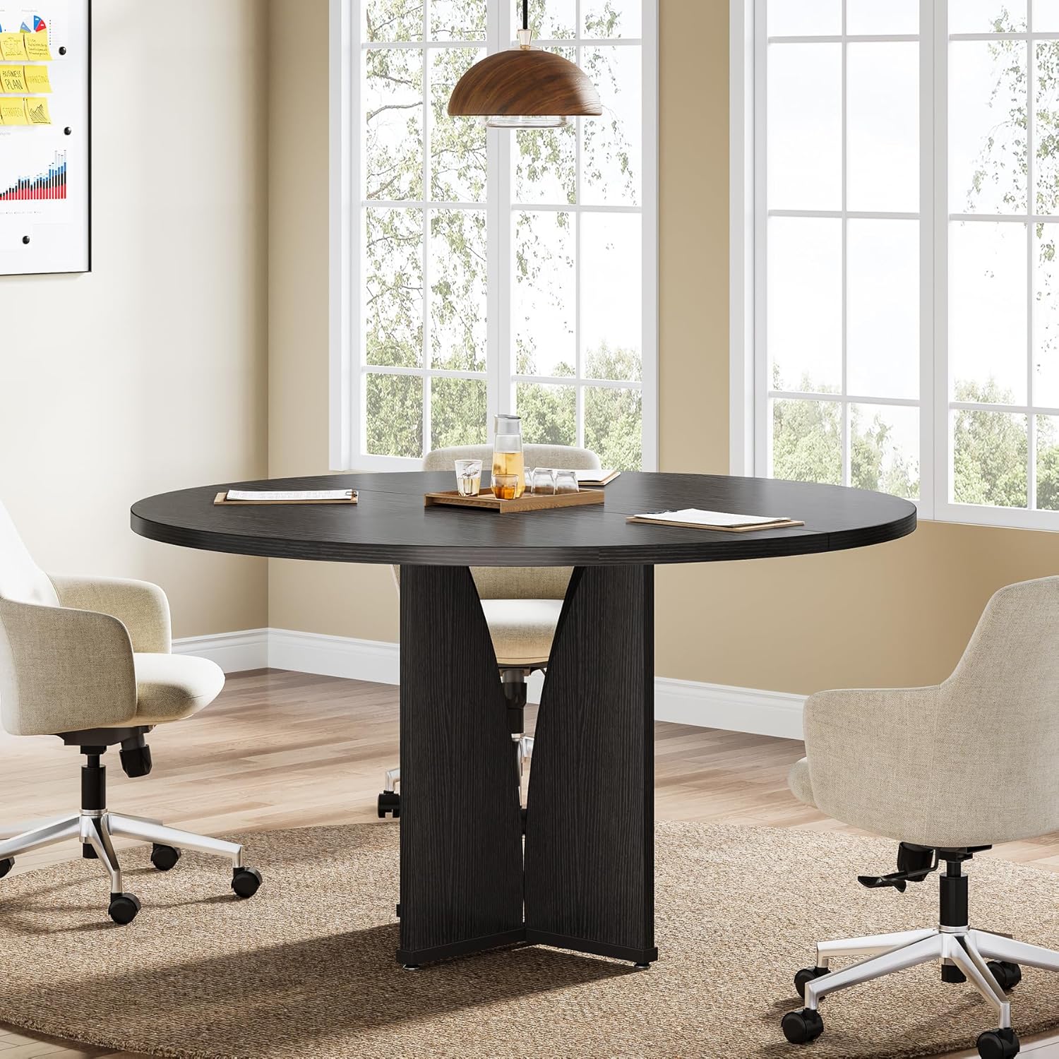 39" Round Conference Table for 4, Multi-Purpose Office Table for Meetings - Image 11