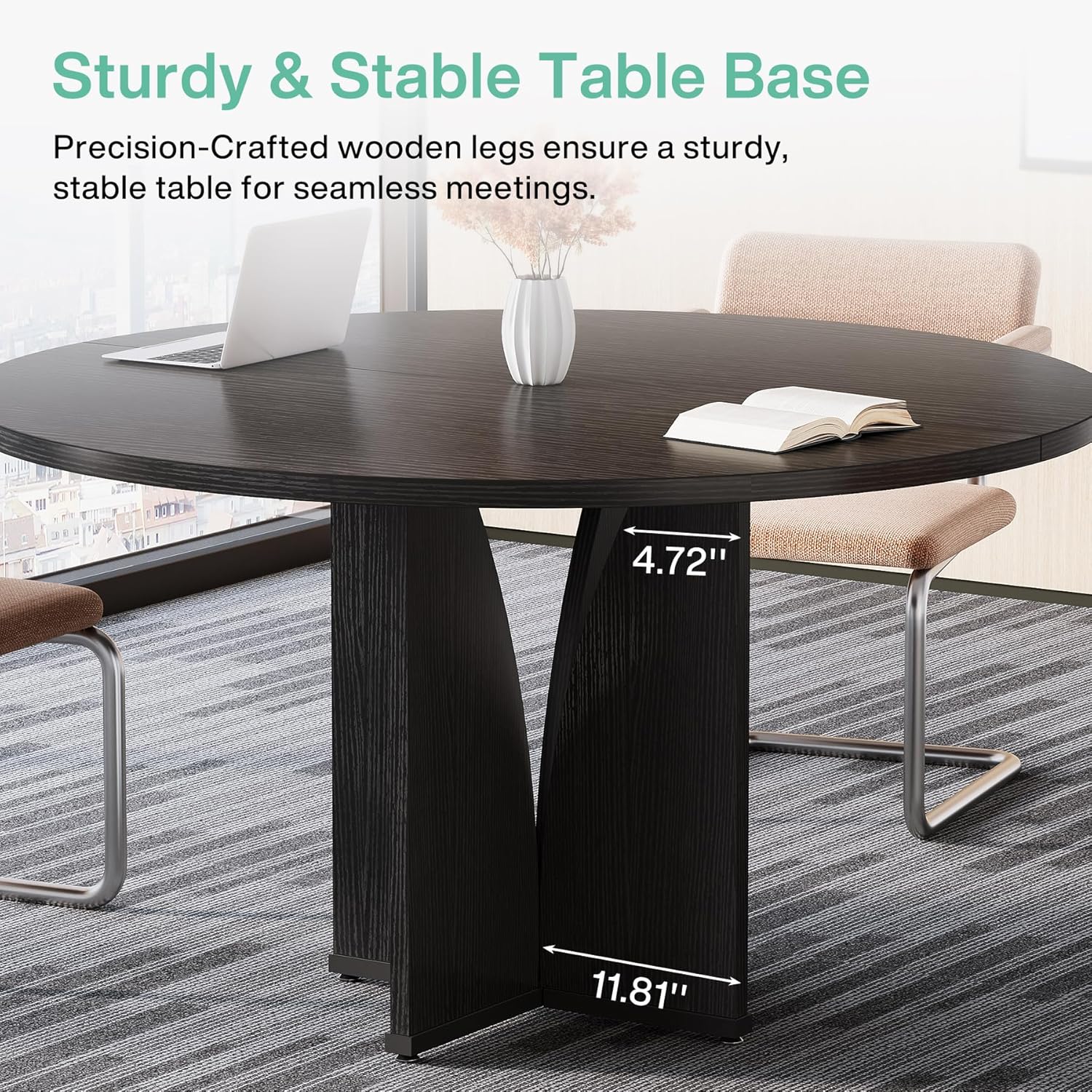 39" Round Conference Table for 4, Multi-Purpose Office Table for Meetings - Image 13