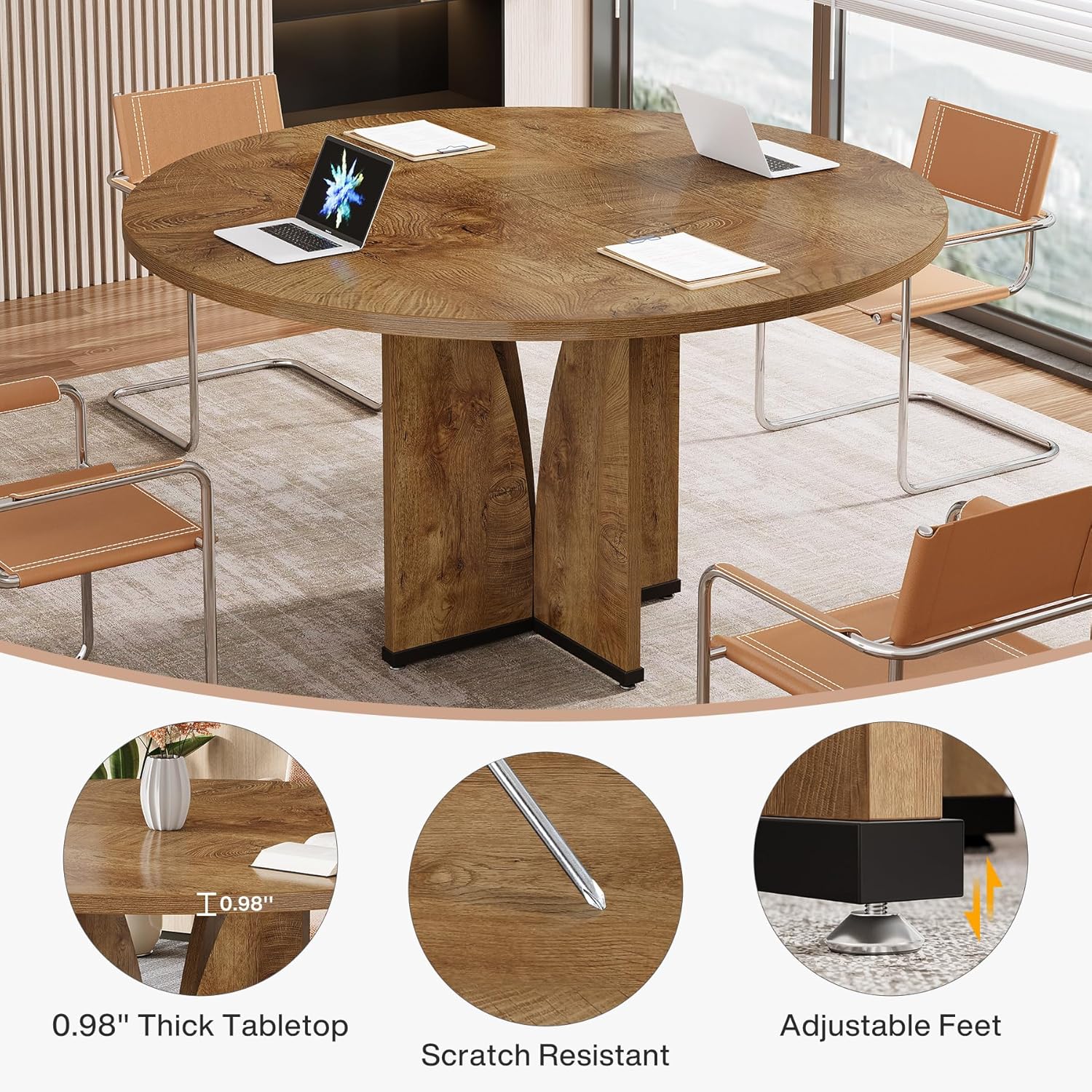 39" Round Conference Table for 4, Multi-Purpose Office Table for Meetings - Image 19
