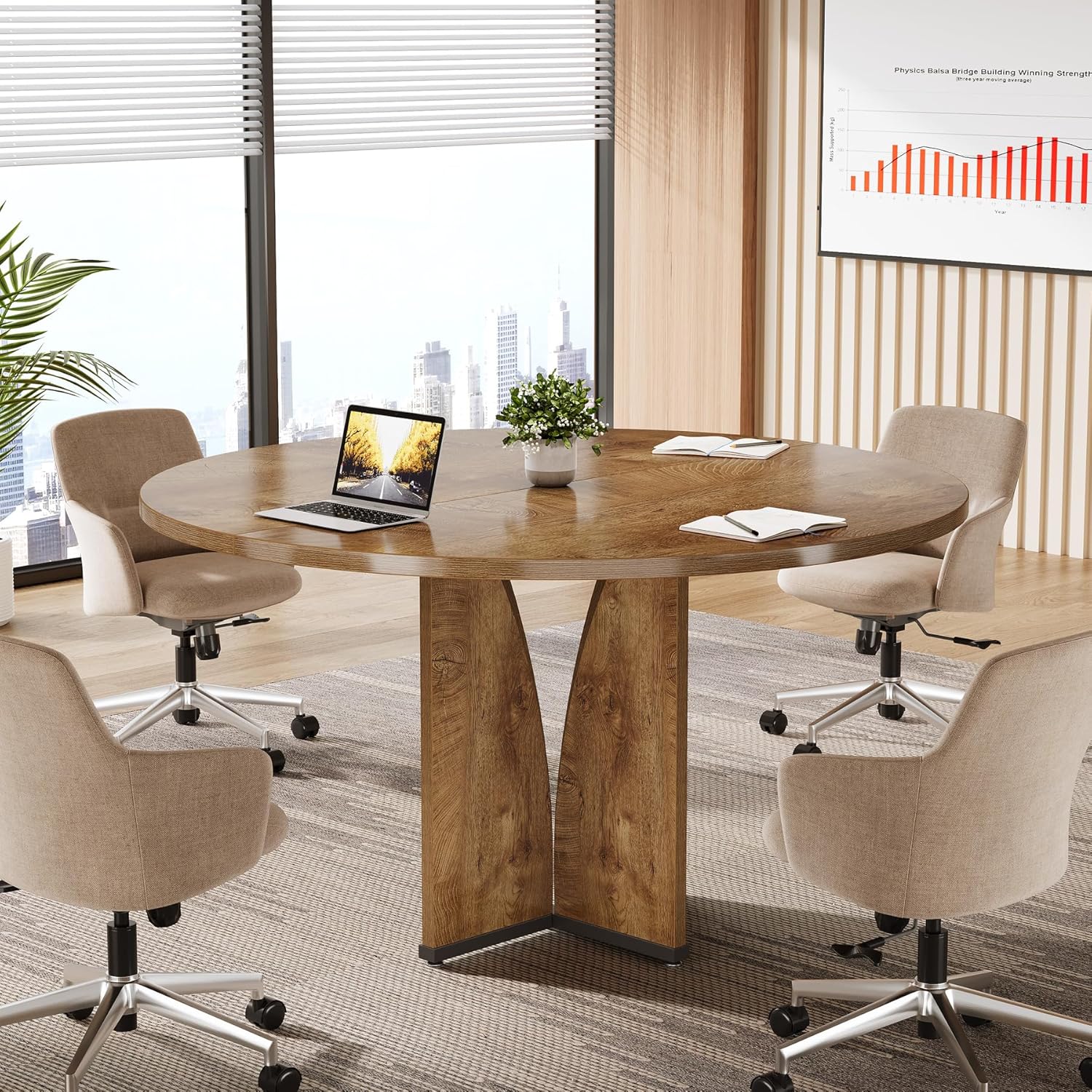 39" Round Conference Table for 4, Multi-Purpose Office Table for Meetings - Image 20