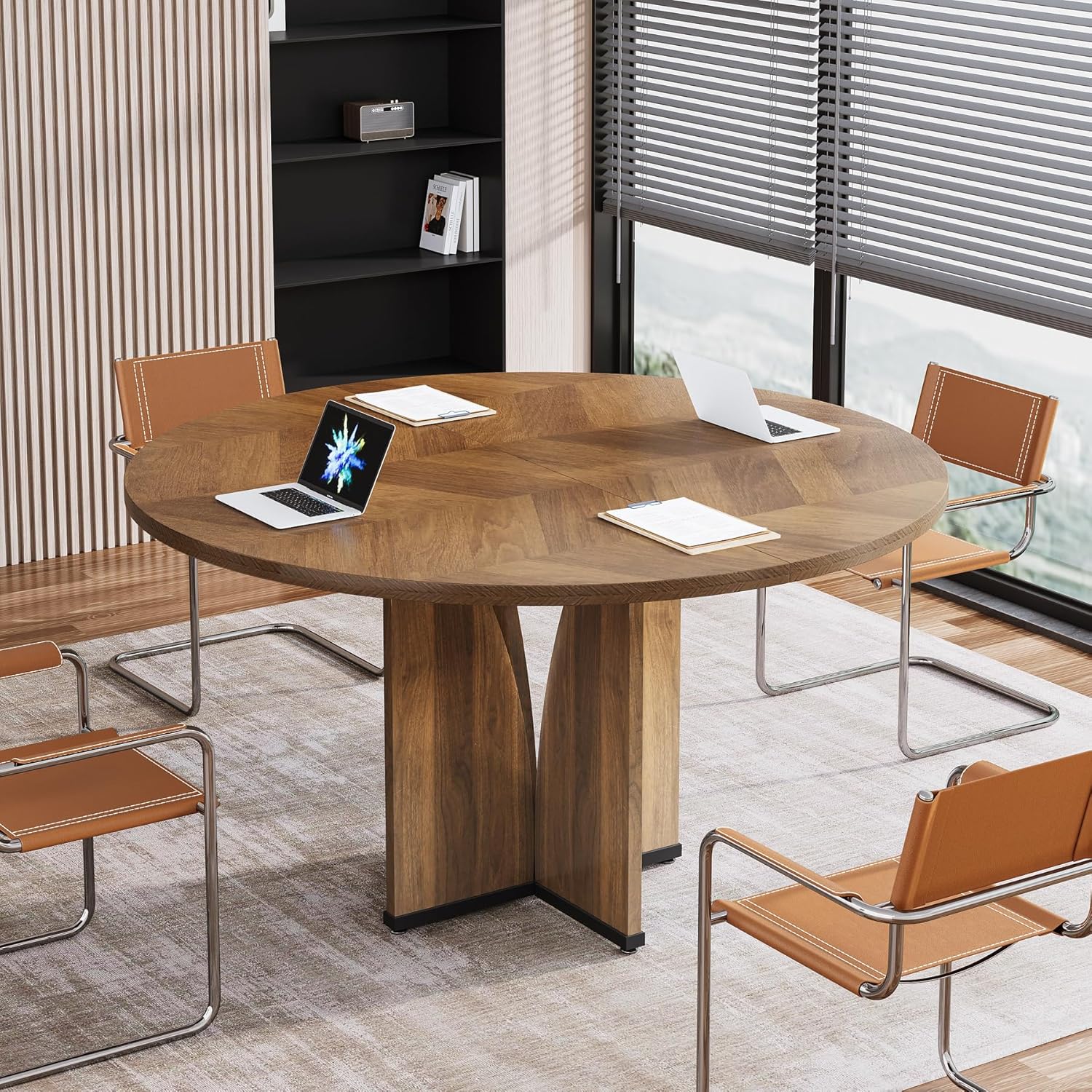 39" Round Conference Table for 4, Multi-Purpose Office Table for Meetings - Image 3