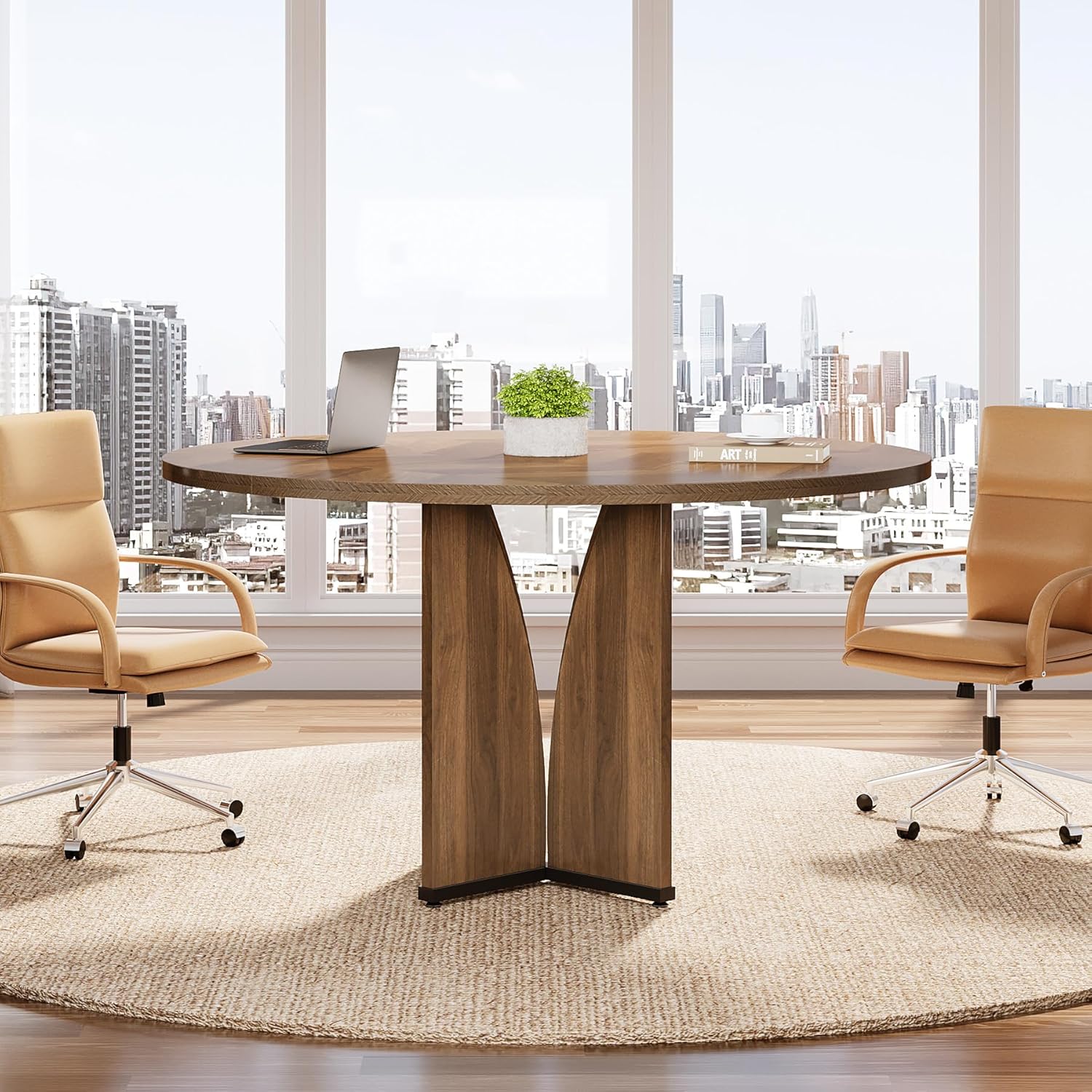 39" Round Conference Table for 4, Multi-Purpose Office Table for Meetings - Image 5