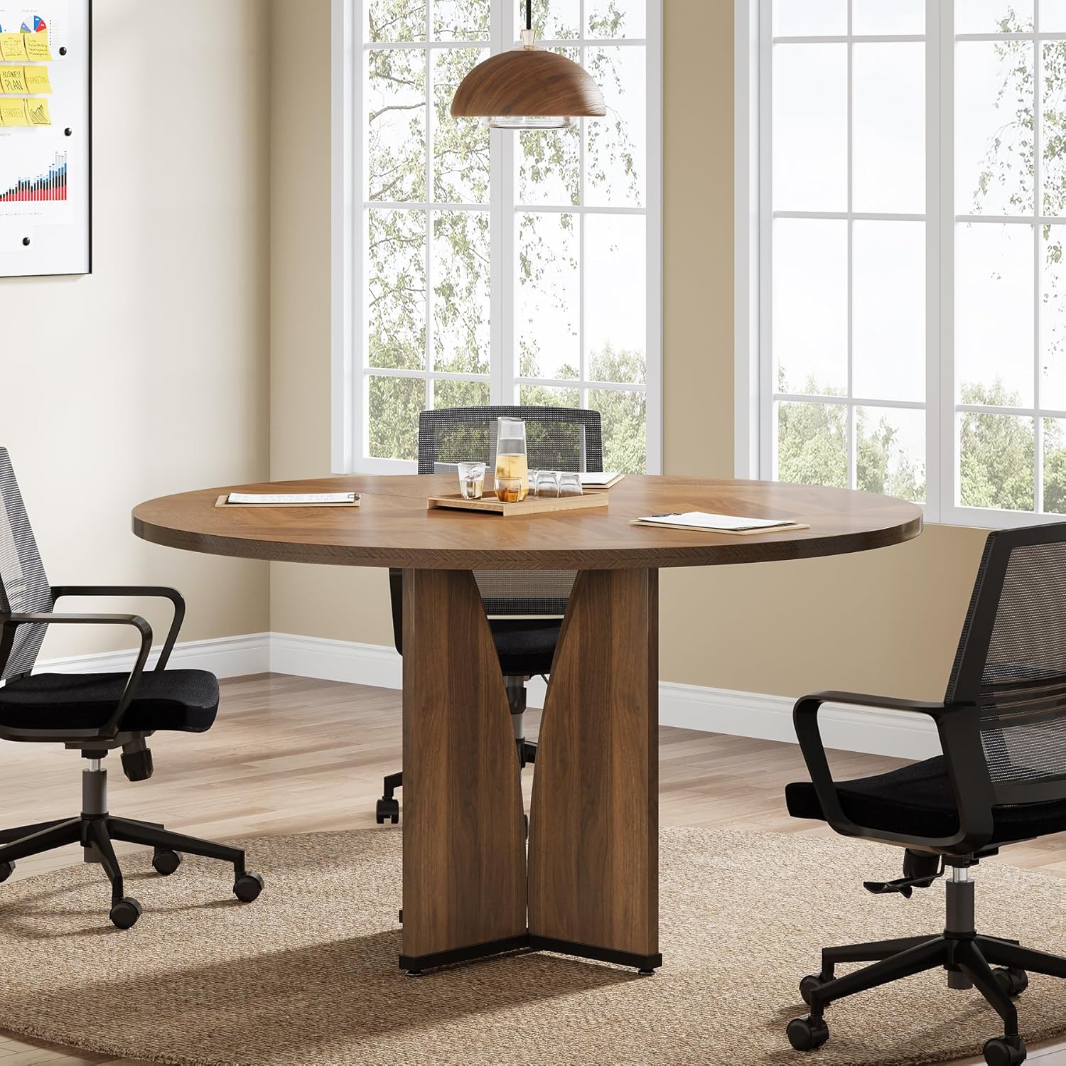39" Round Conference Table for 4, Multi-Purpose Office Table for Meetings - Image 6