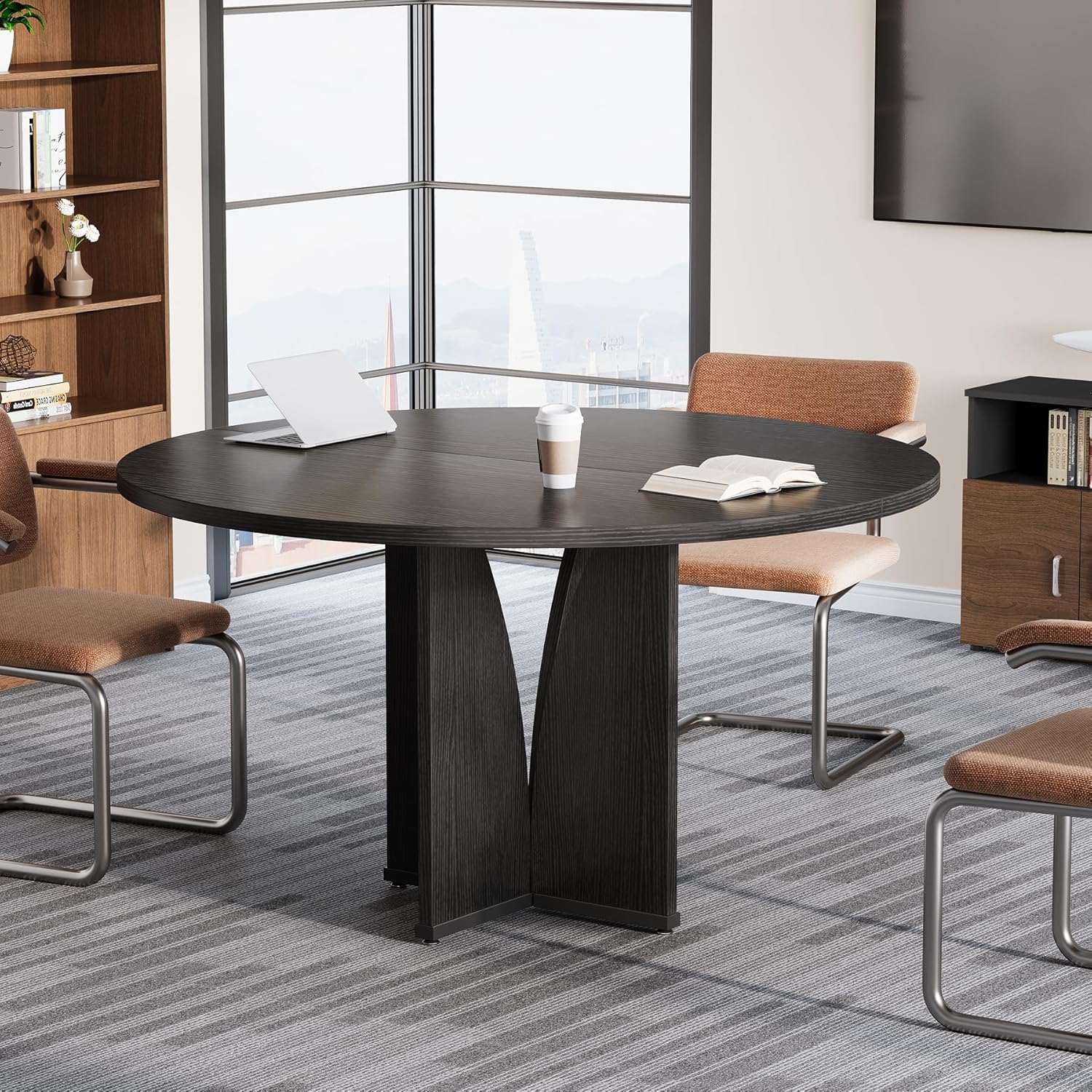39" Round Conference Table for 4, Multi-Purpose Office Table for Meetings - Image 9