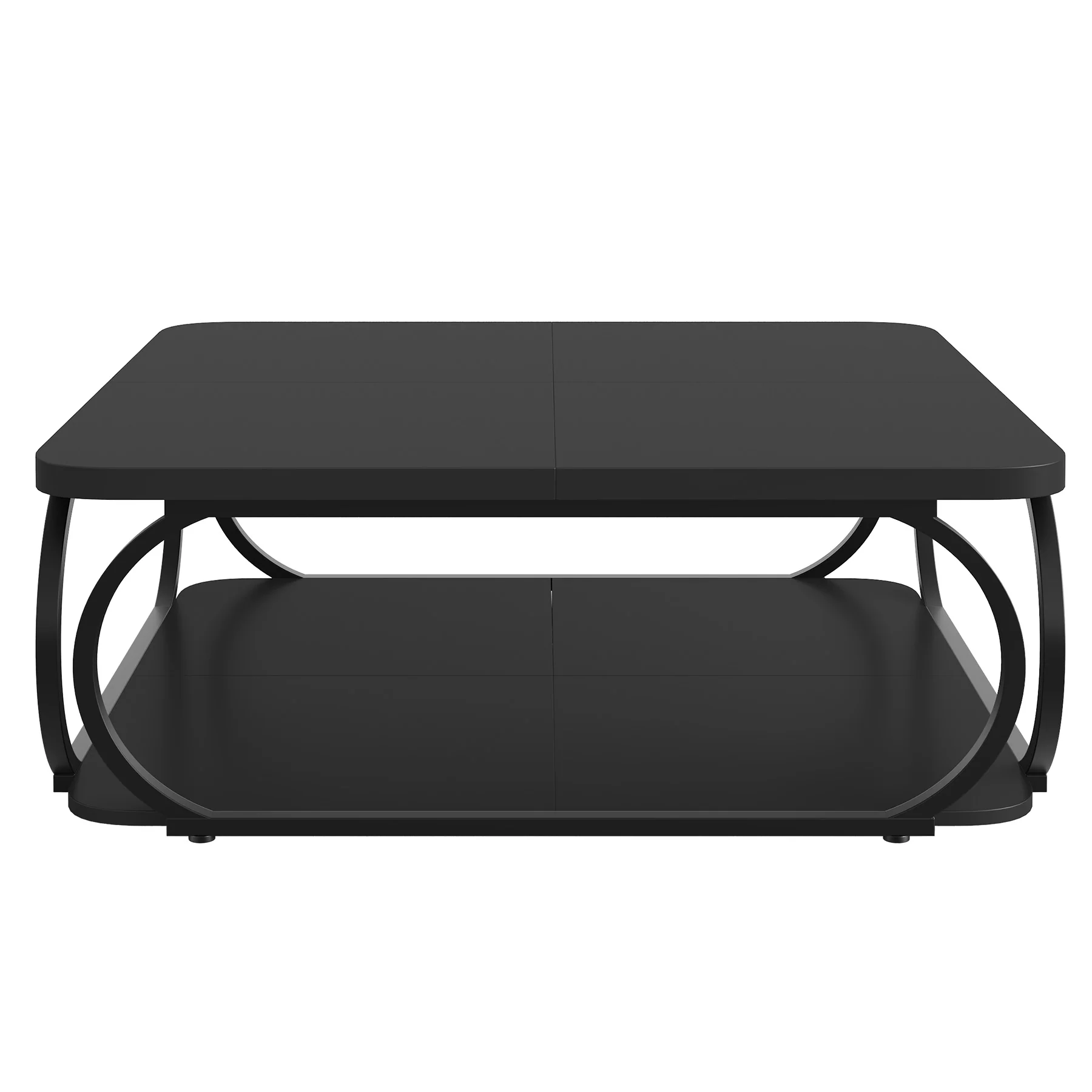 Square Coffee Table, 39" Central Cocktail Table with 2-Tier Shelves - Image 13