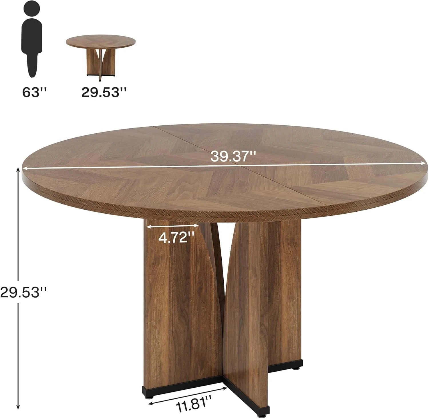 39" Round Conference Table for 4, Modern Meeting Table with Sturdy Base - Image 2