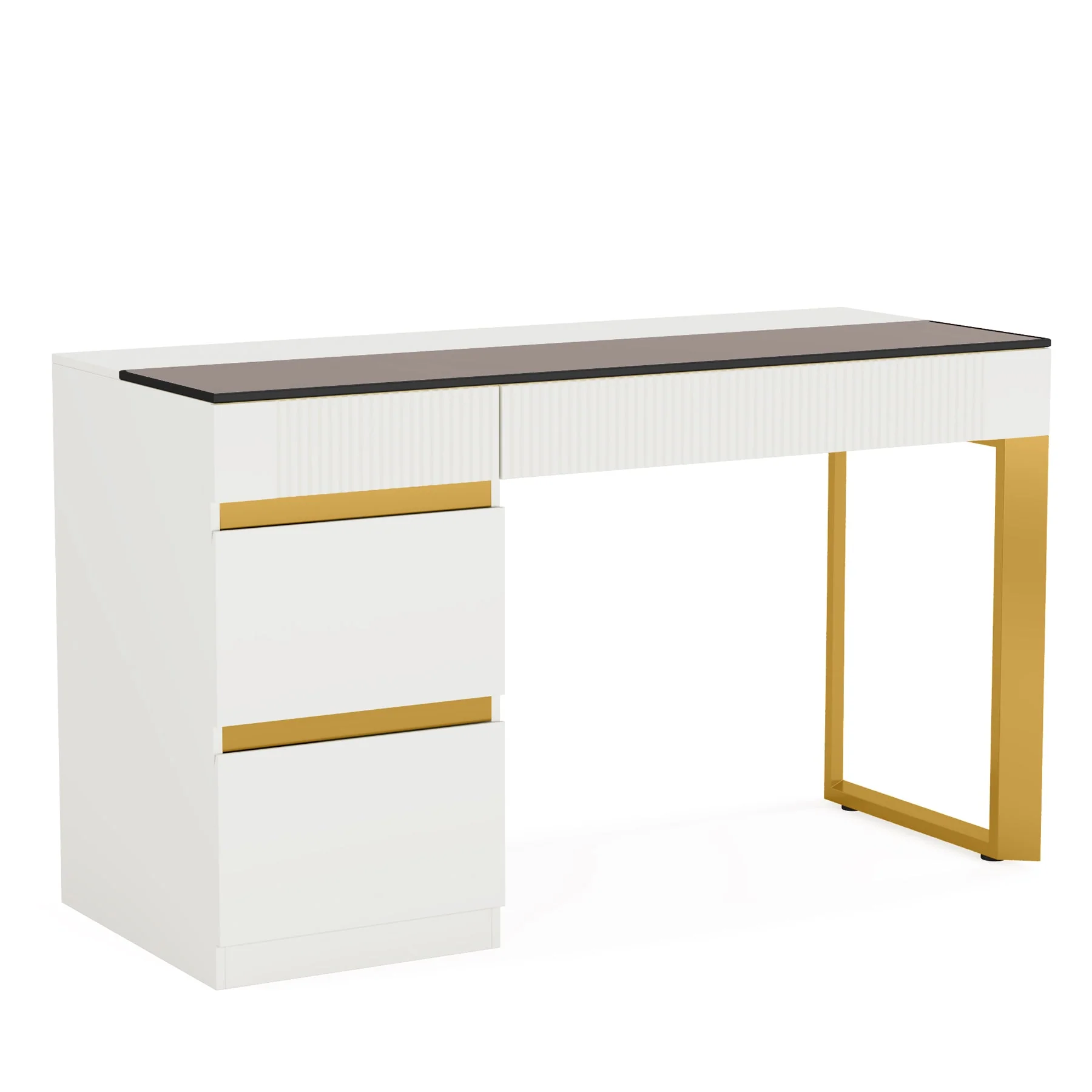 4-Drawer Makeup Vanity, Modern Dressing Table with Glass Desktop(Without Mirror) - Image 2