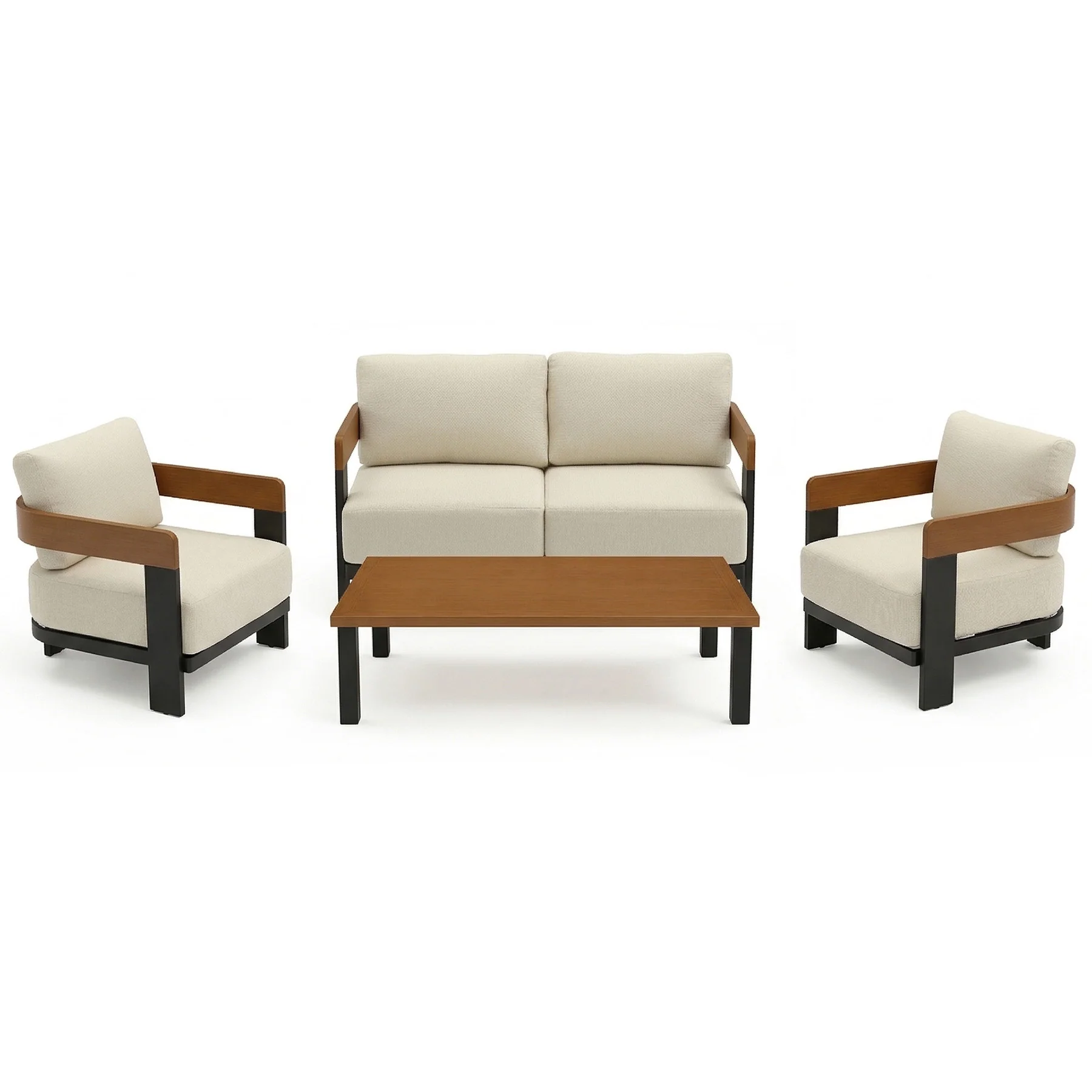 4-Piece Patio Conversation Set, 4 Seats Outdoor Sectional with Coffee Table - Image 12