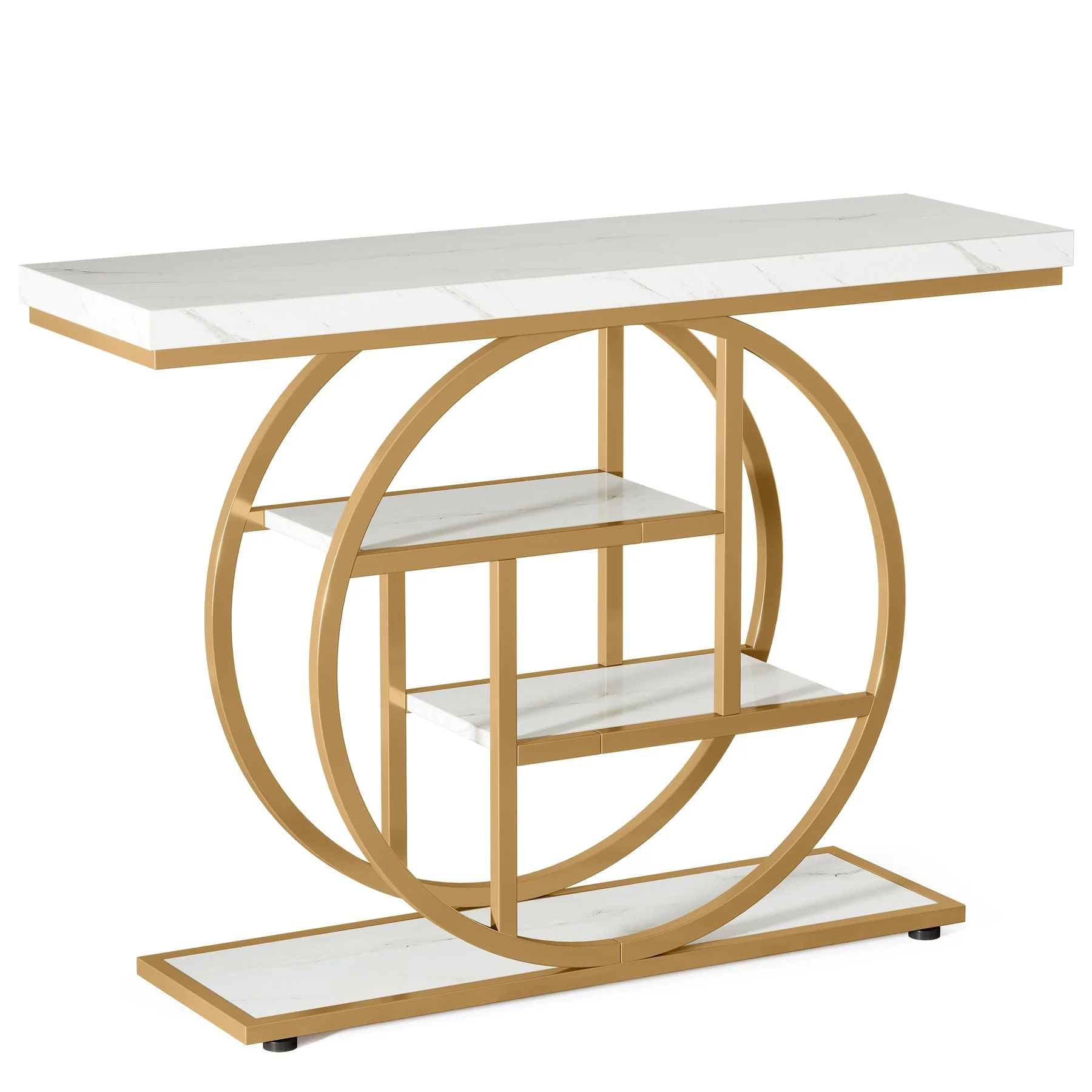 41.3" Console Table, Industrial 4-Tier Sofa Entryway Table with Circle Base - Image 10