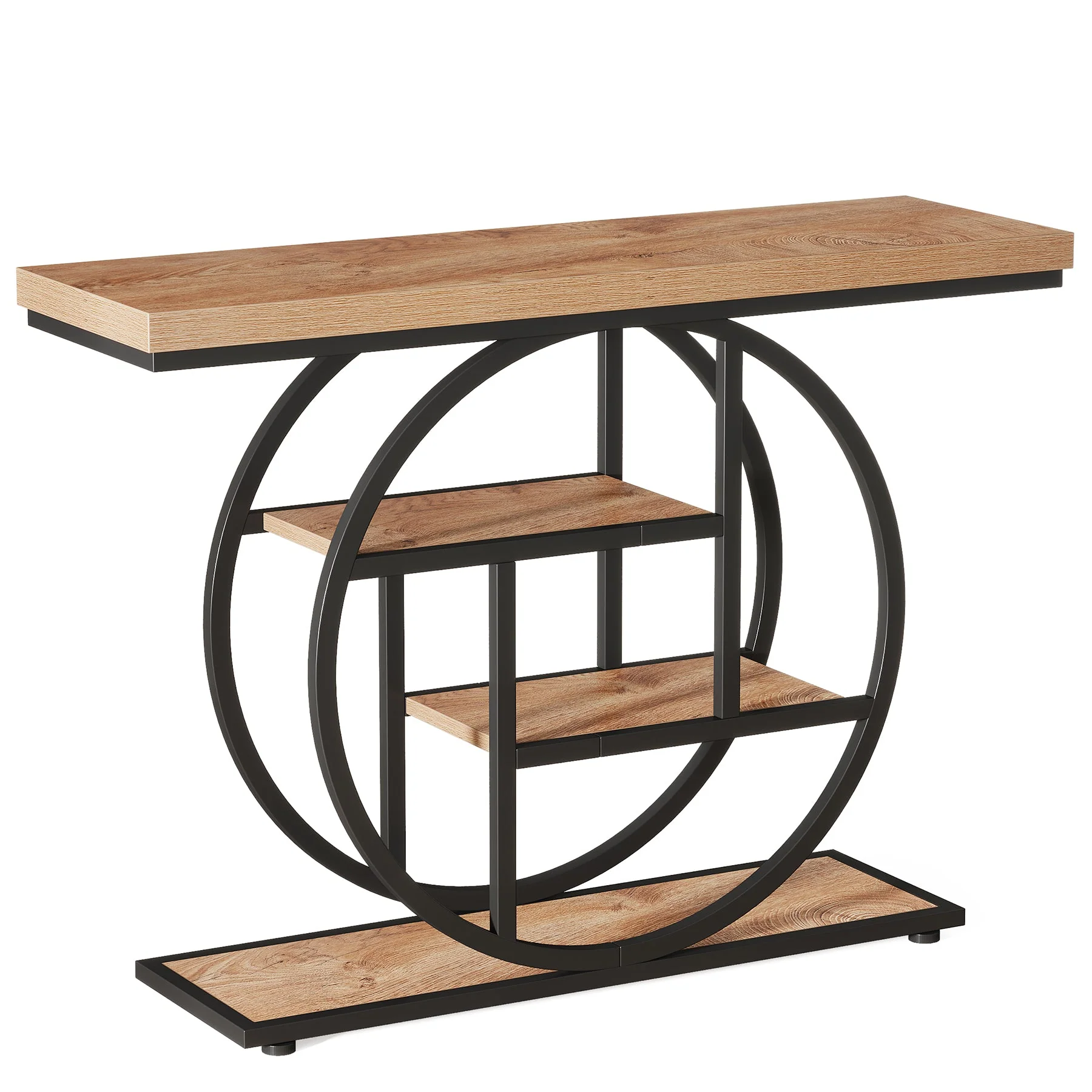 41.3" Console Table, Industrial 4-Tier Sofa Entryway Table with Circle Base - Image 12