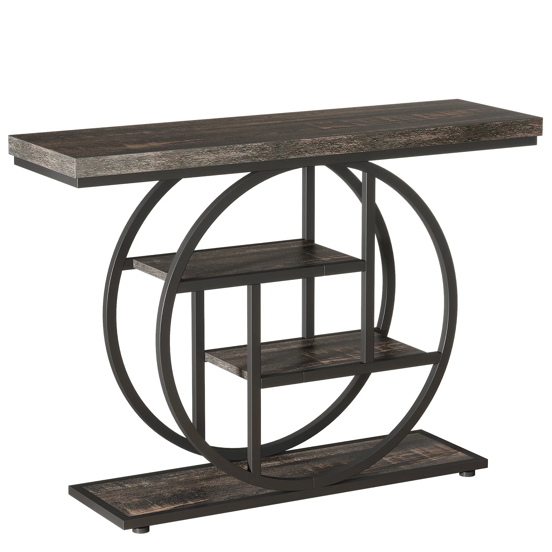 41.3" Console Table, Industrial 4-Tier Sofa Entryway Table with Circle Base - Image 14