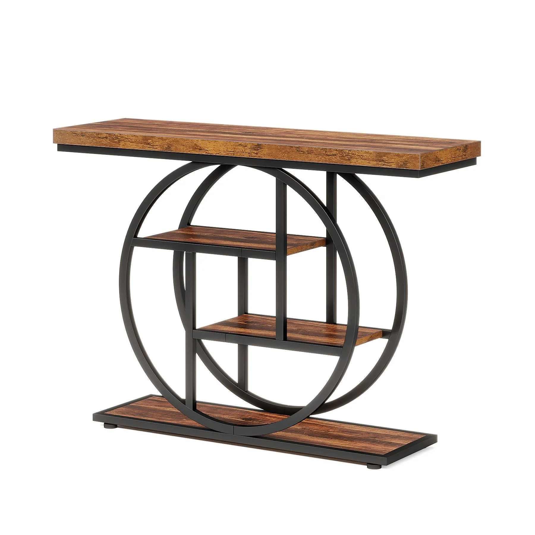 41.3" Console Table, Industrial 4-Tier Sofa Entryway Table with Circle Base - Image 18