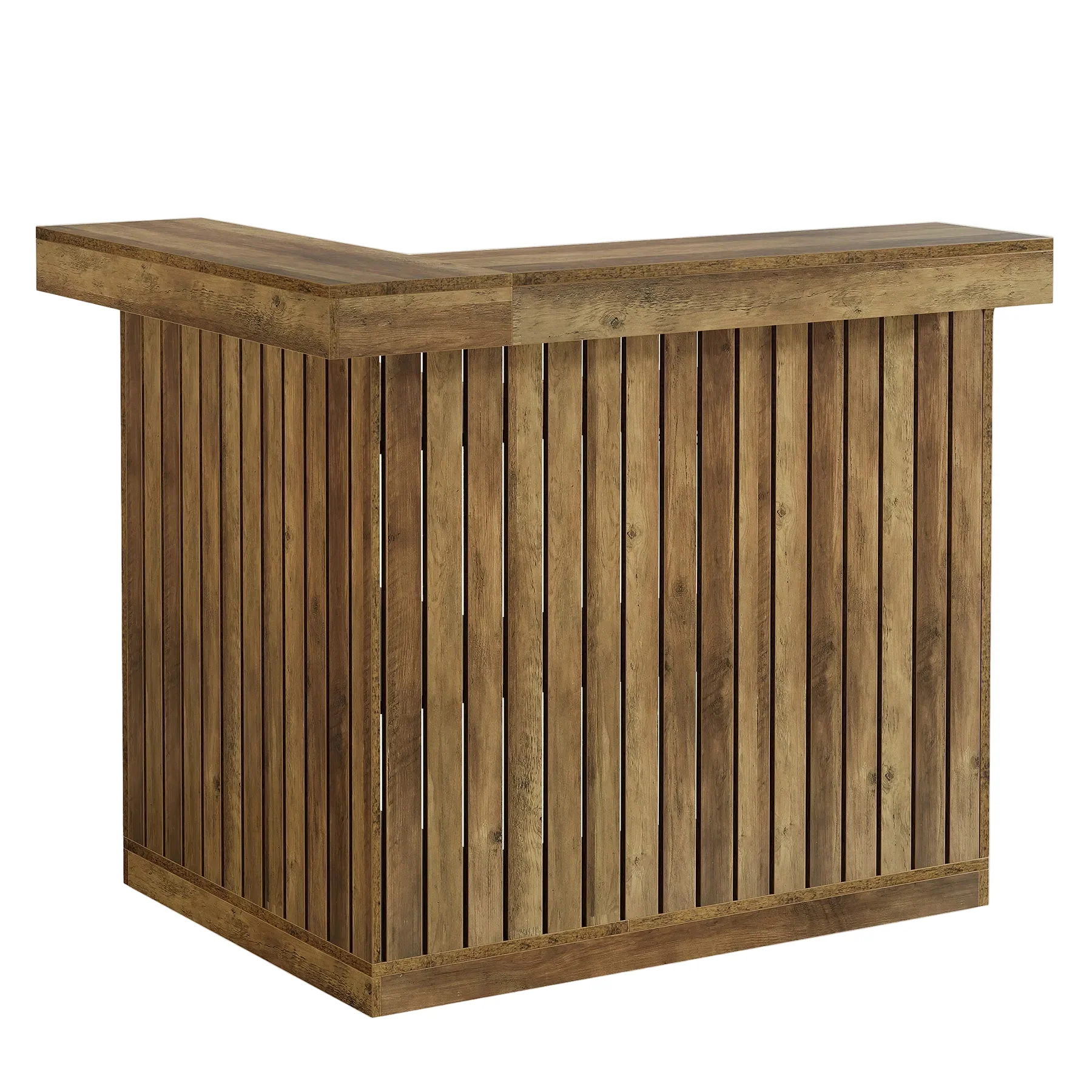 L-Shaped Bar Unit, 4-Tier Corner Liquor Bar Table with Storage Shelves - Image 14