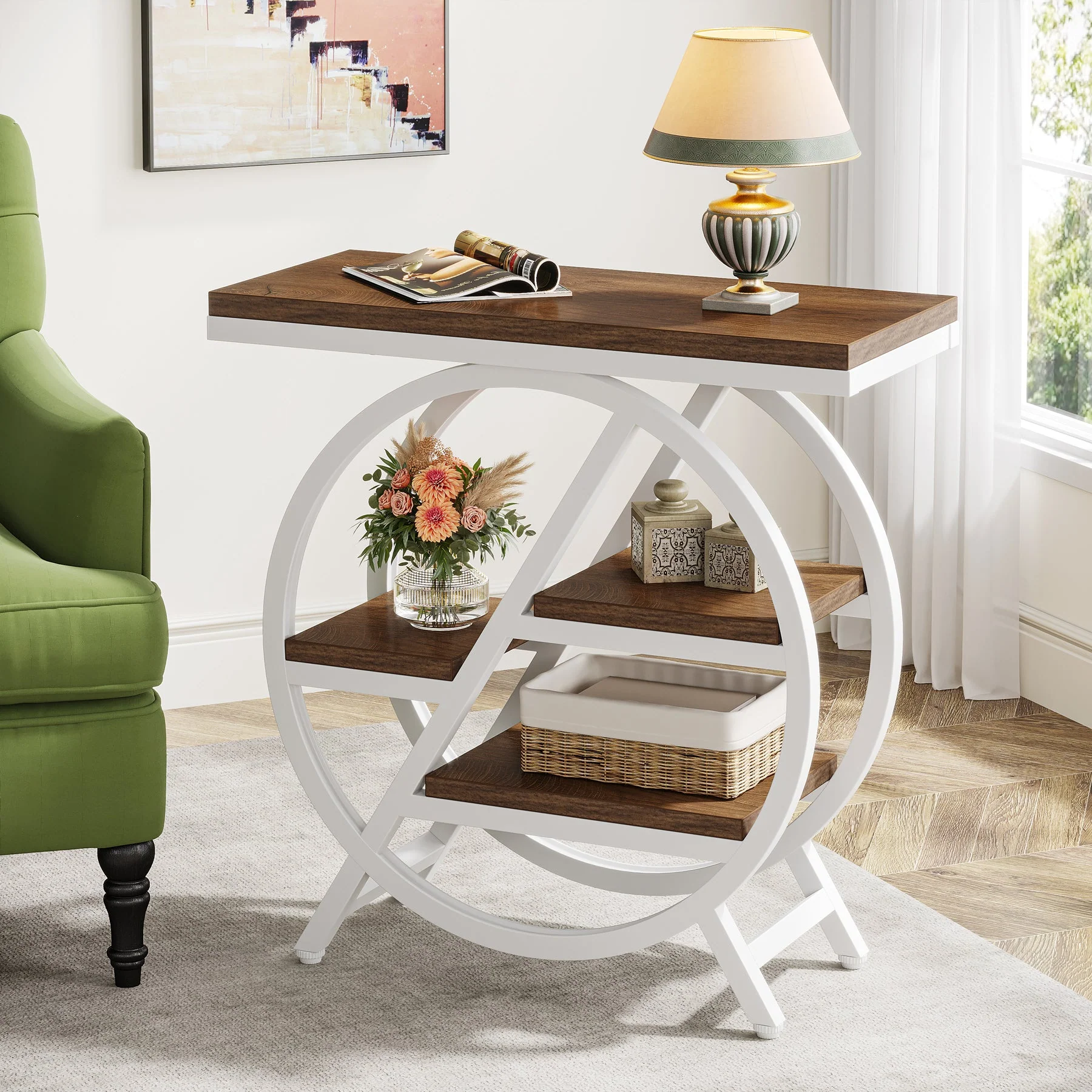 4-Tier End Table, Small Side Table Snack Table with Storage Shelves - Image 14
