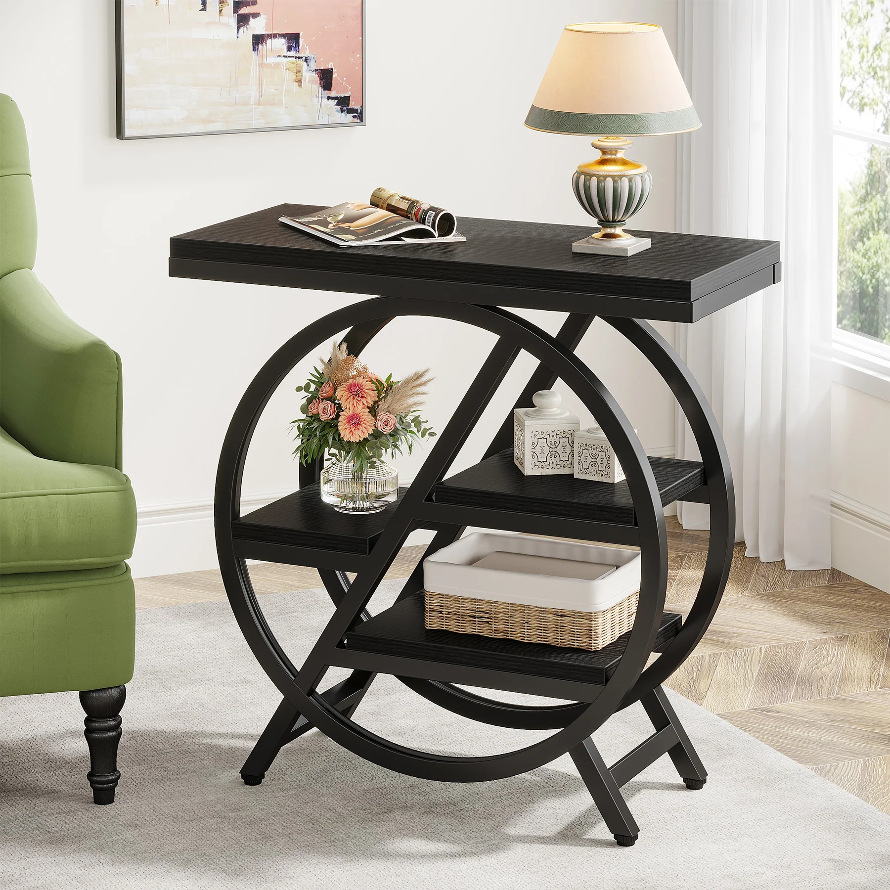 4-Tier End Table, Small Side Table Snack Table with Storage Shelves - Image 16