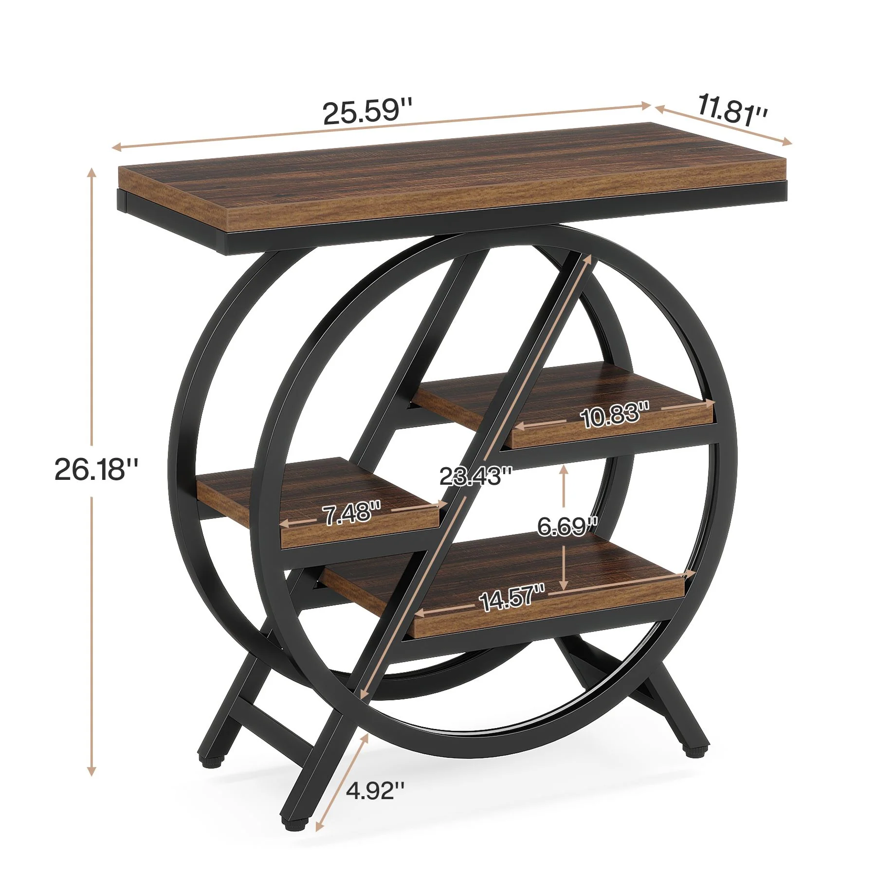 4-Tier End Table, Small Side Table Snack Table with Storage Shelves - Image 2