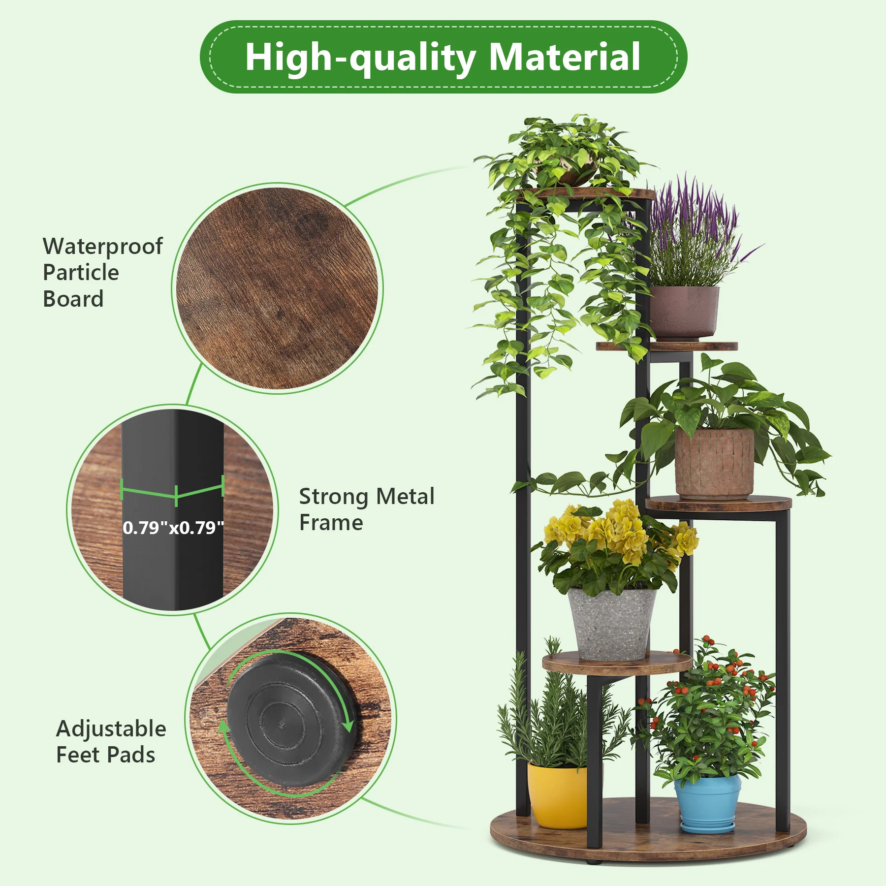 4-Tier Plant Stand, Multiple Potted Plants Holder Corner Flower Shelf - Image 5