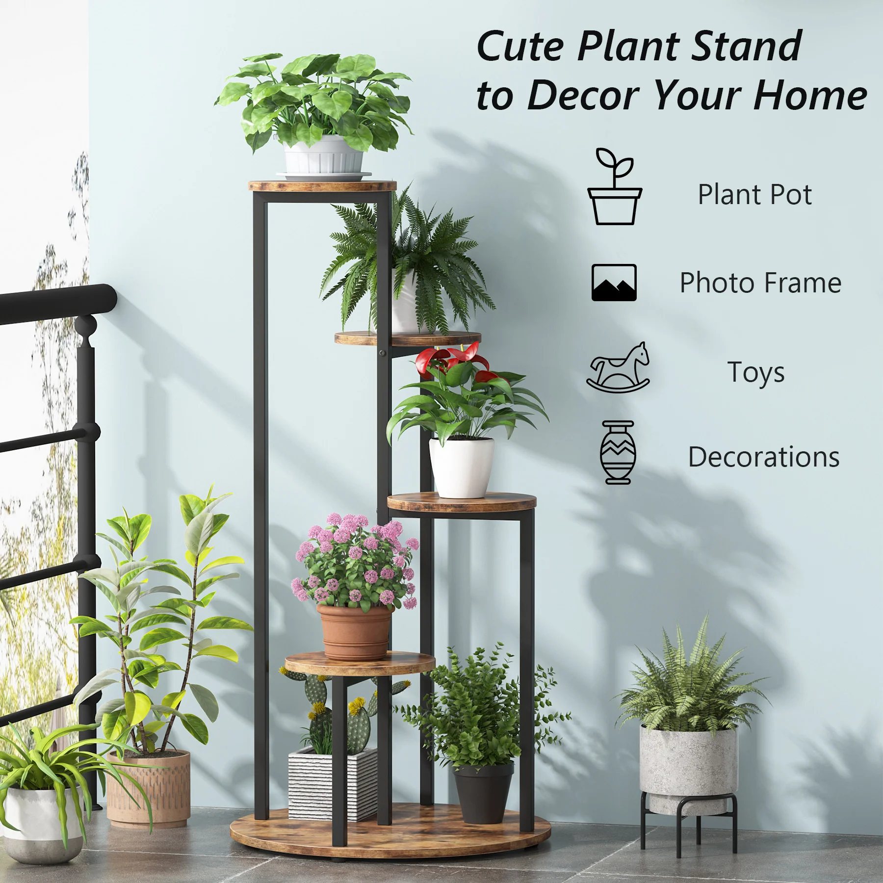 4-Tier Plant Stand, Multiple Potted Plants Holder Corner Flower Shelf - Image 6