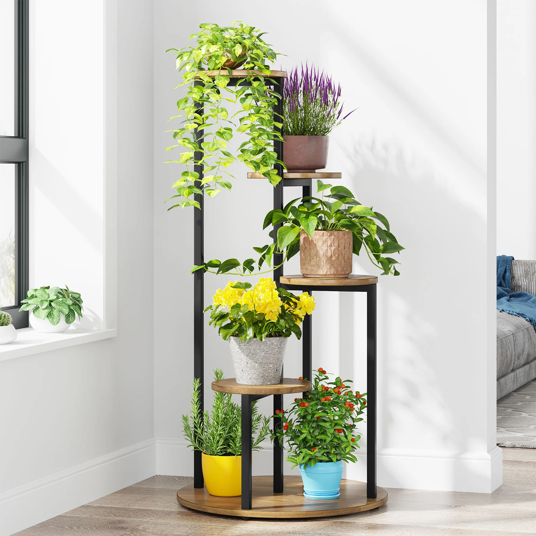 4-Tier Plant Stand, Multiple Potted Plants Holder Corner Flower Shelf - Image 8