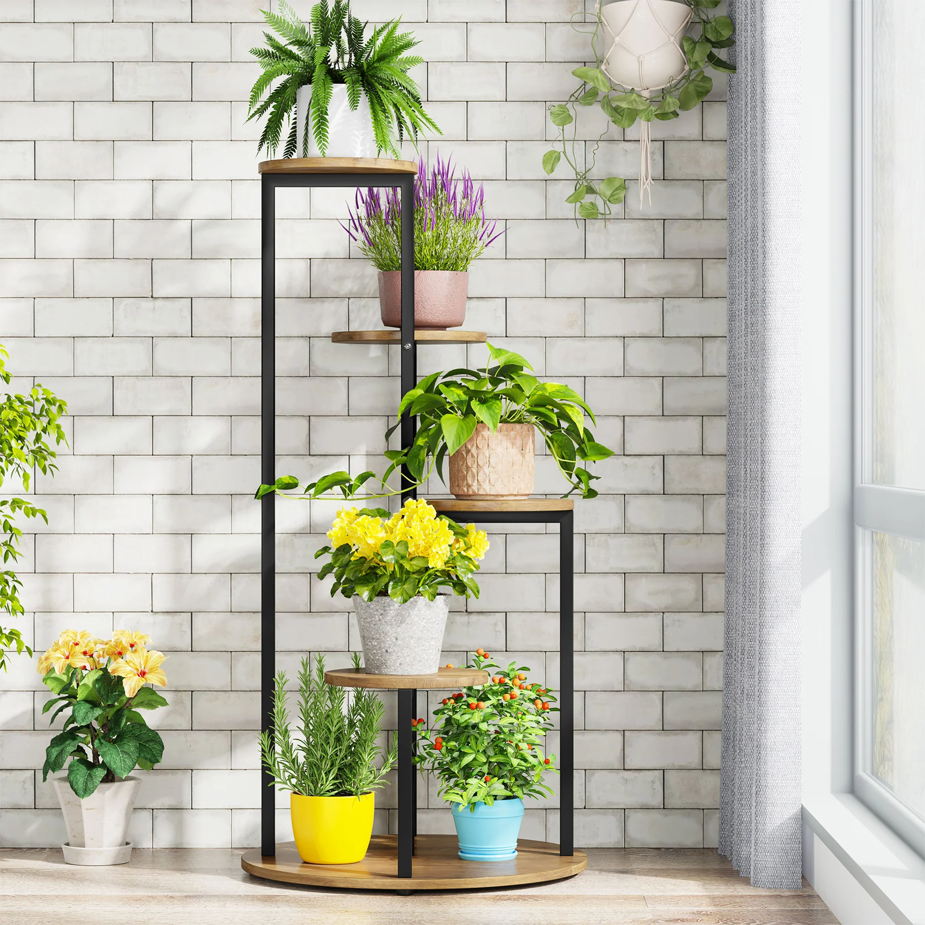 4-Tier Plant Stand, Multiple Potted Plants Holder Corner Flower Shelf - Image 9