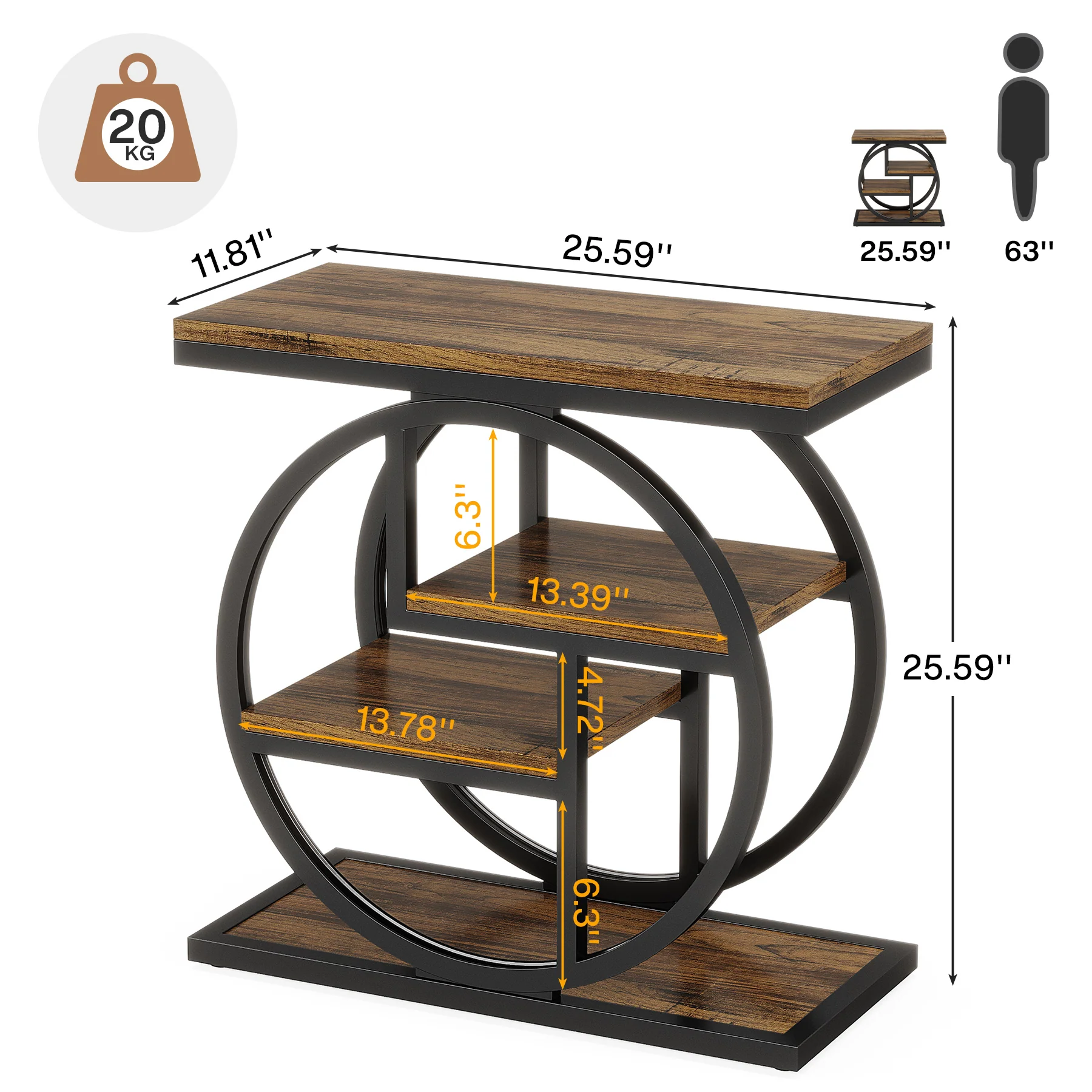 4-Tier End Table, Industrial Side Table with Storage Shelves for Living Room, Bedroom - Image 2