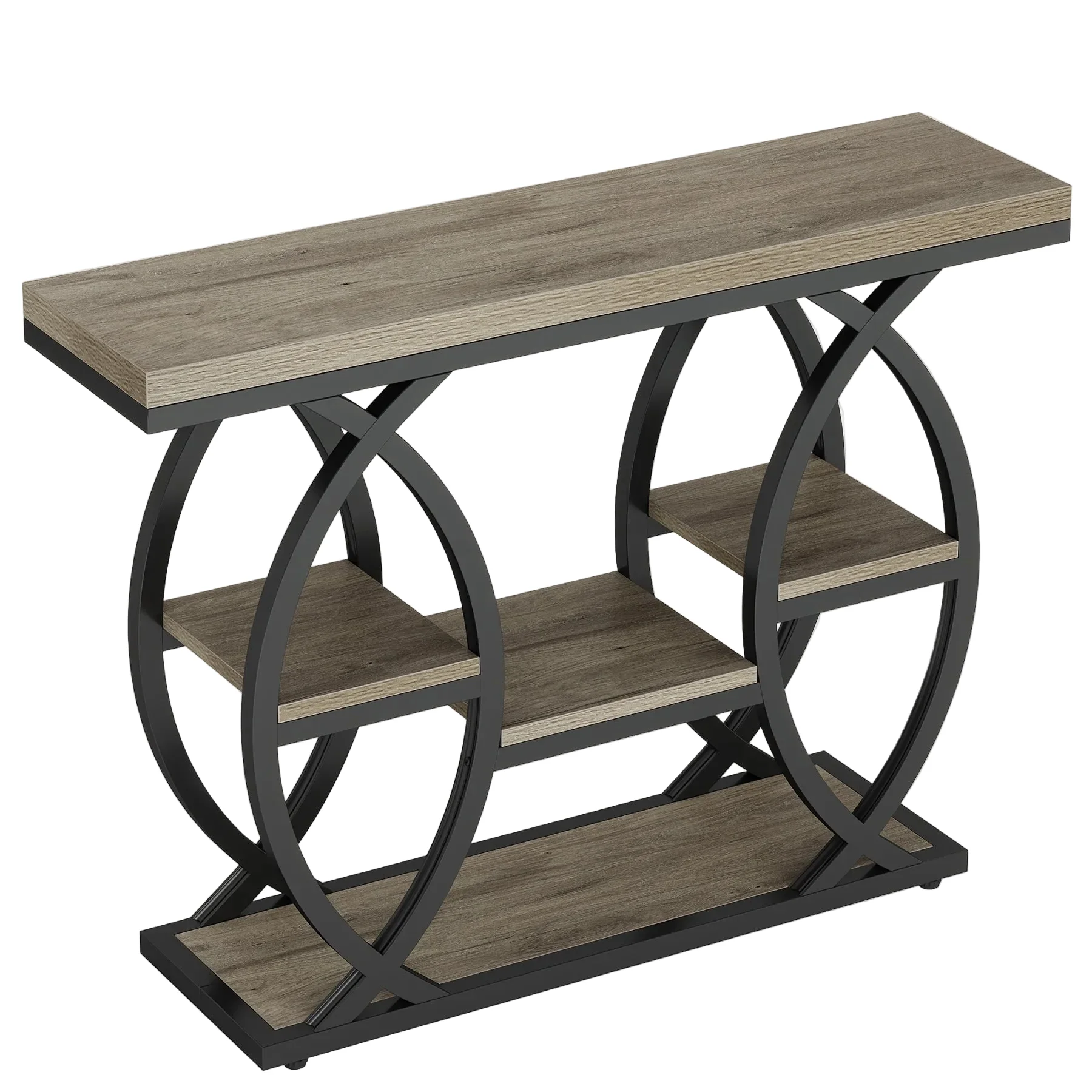 39" Console Table, 4-Tier Sofa Table Entryway Table with Storage Shelves - Image 8