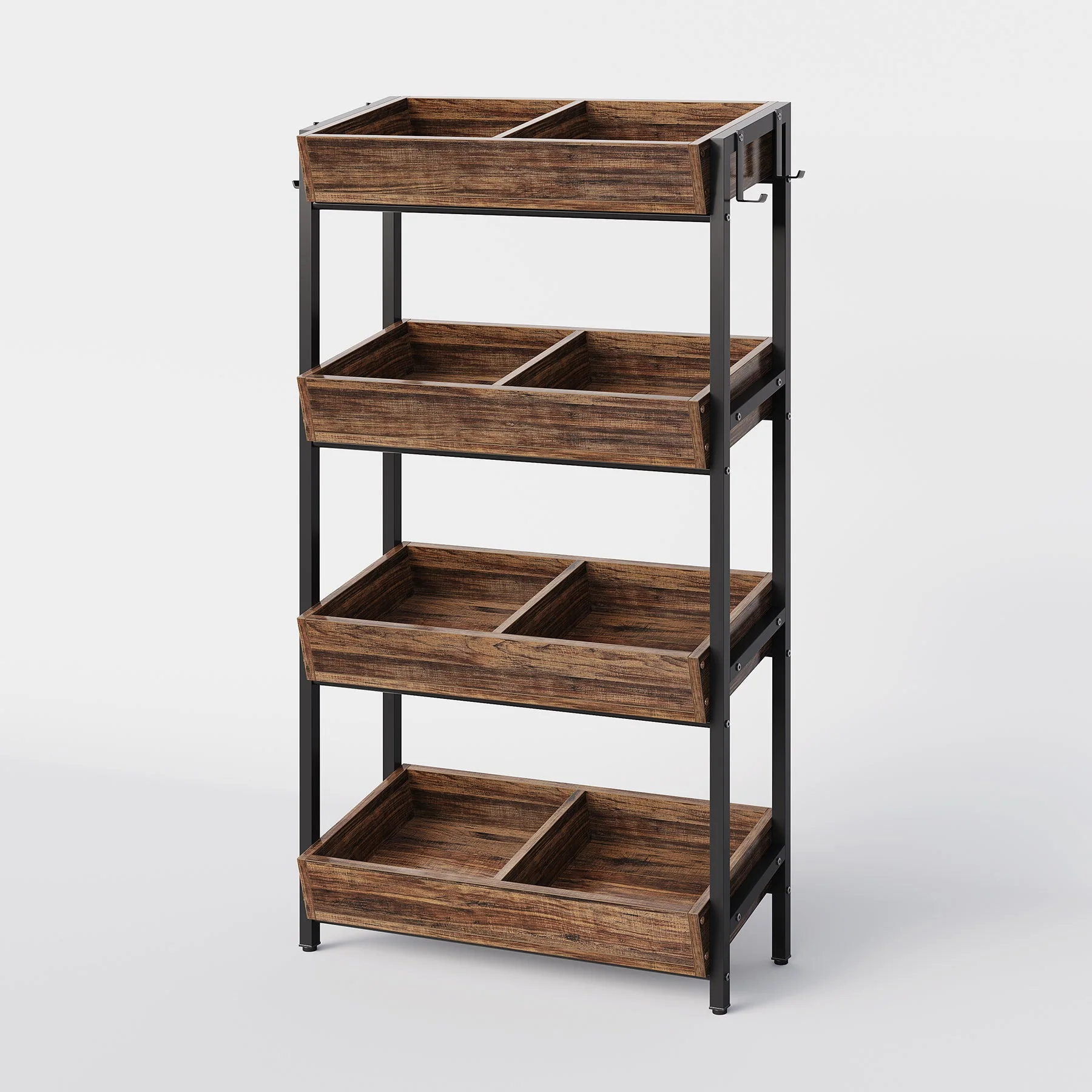 Wood Fruit Vegetable Storage Rack Stand, 4-Tier Storage Organizer - Image 12