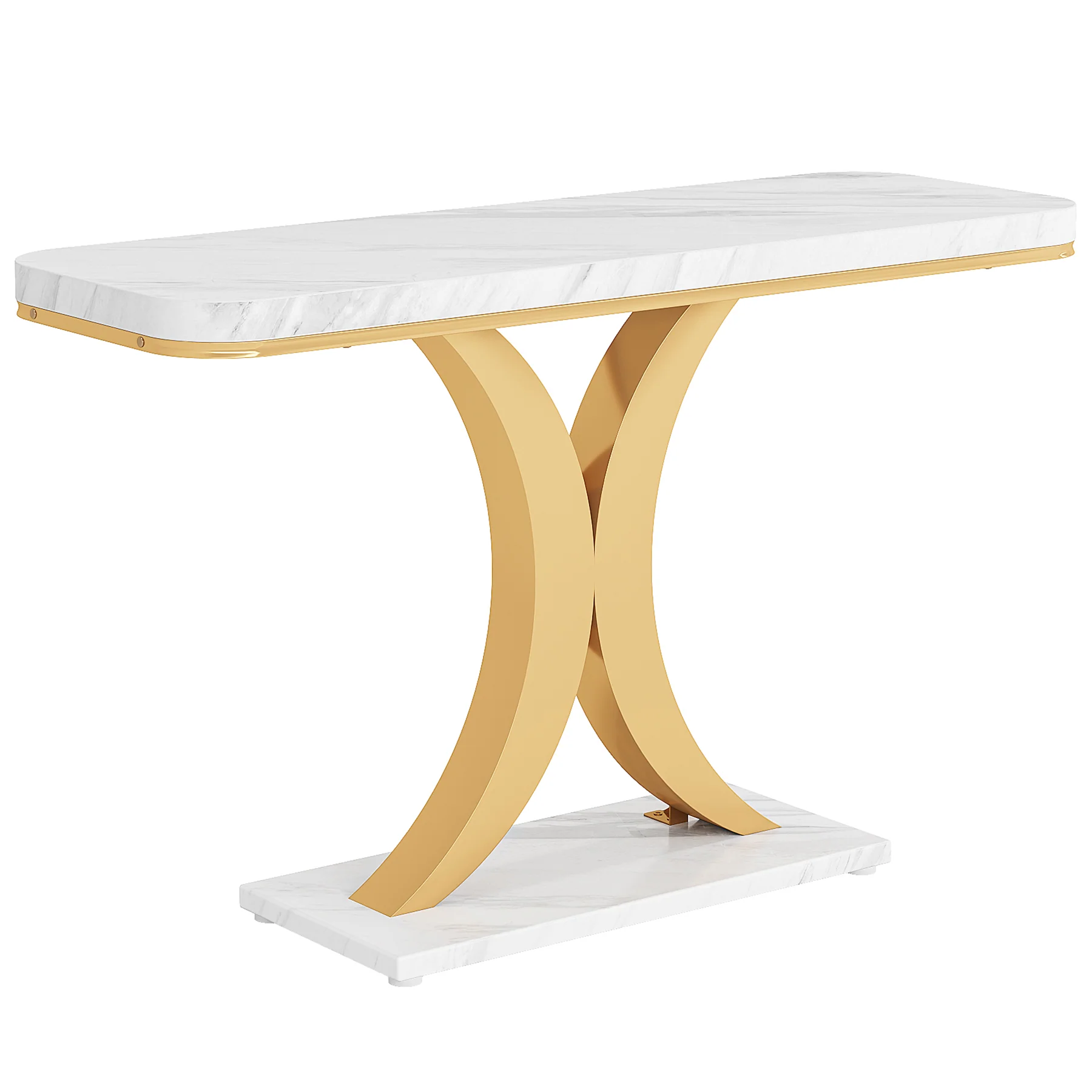40" Console Table, Narrow Entryway Foyer Table with Geometric Base - Image 13