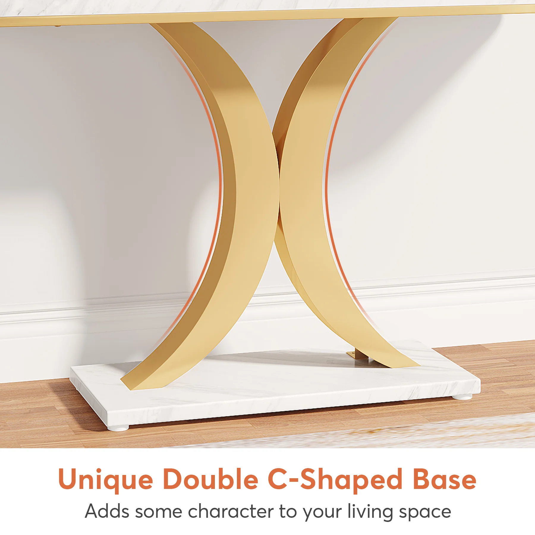 40" Console Table, Narrow Entryway Foyer Table with Geometric Base - Image 7