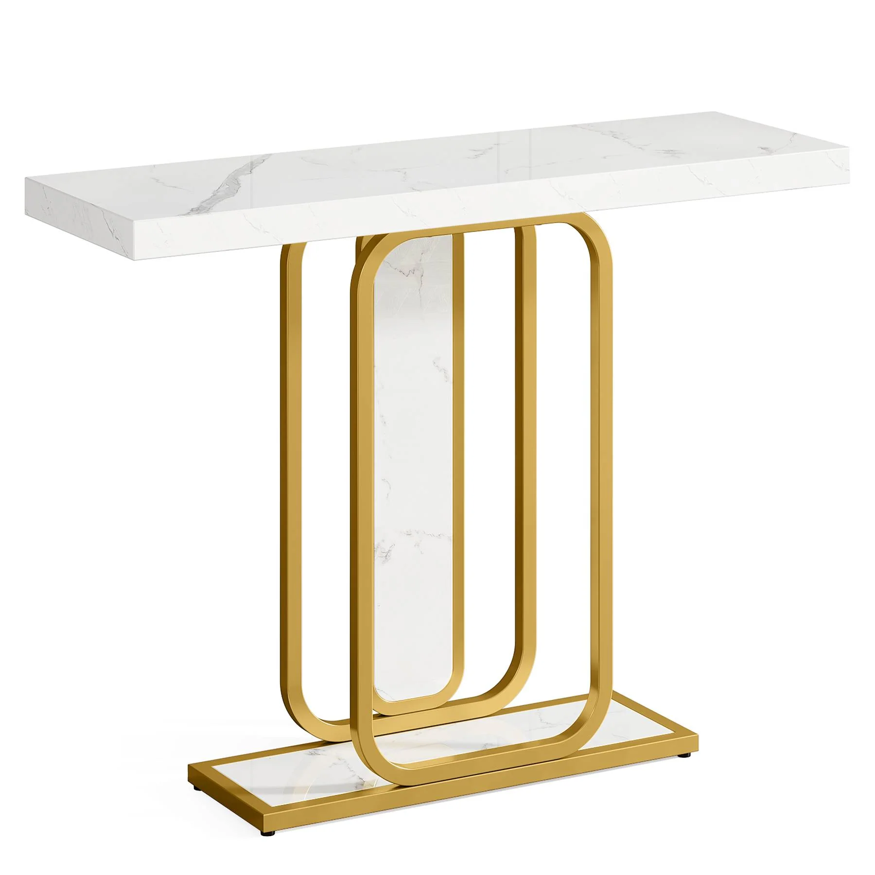 Modern Console Table, 41" Faux Marble Sofa Table with LED Lights - Image 7
