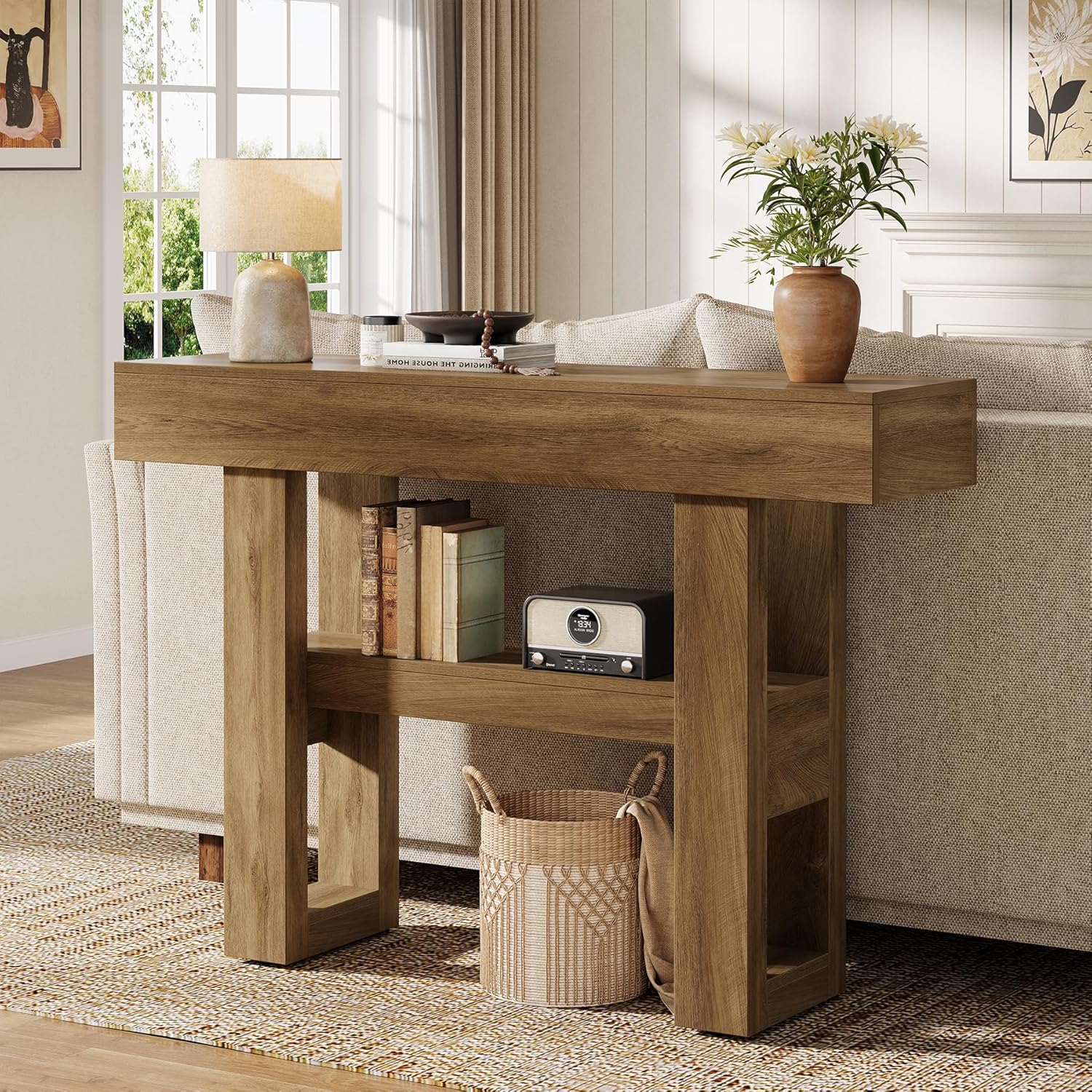 Tribesigns 41.34" Console Table, Rustic 2-Tier Storage for Entryway and Living Room - Image 12