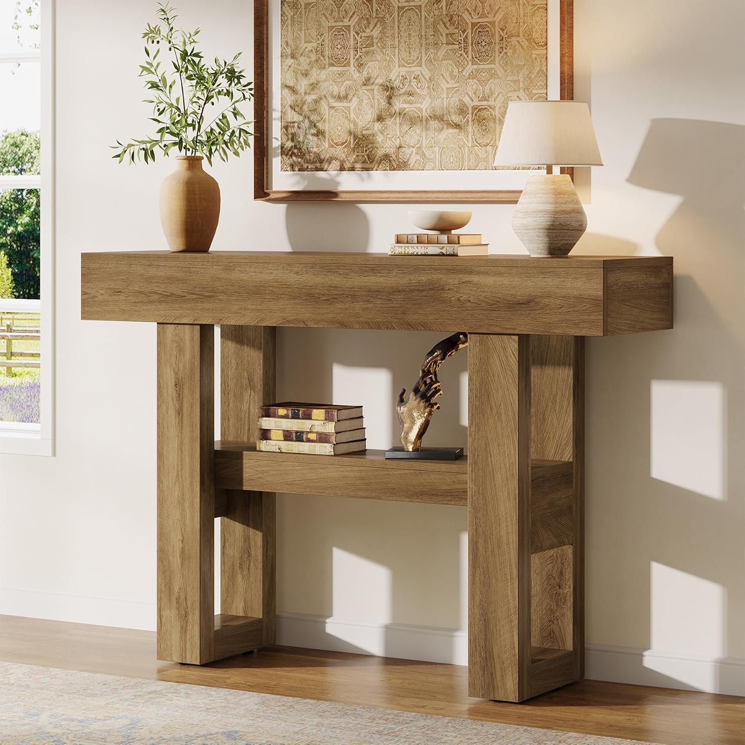 Tribesigns 41.34" Console Table, Rustic 2-Tier Storage for Entryway and Living Room - Image 13
