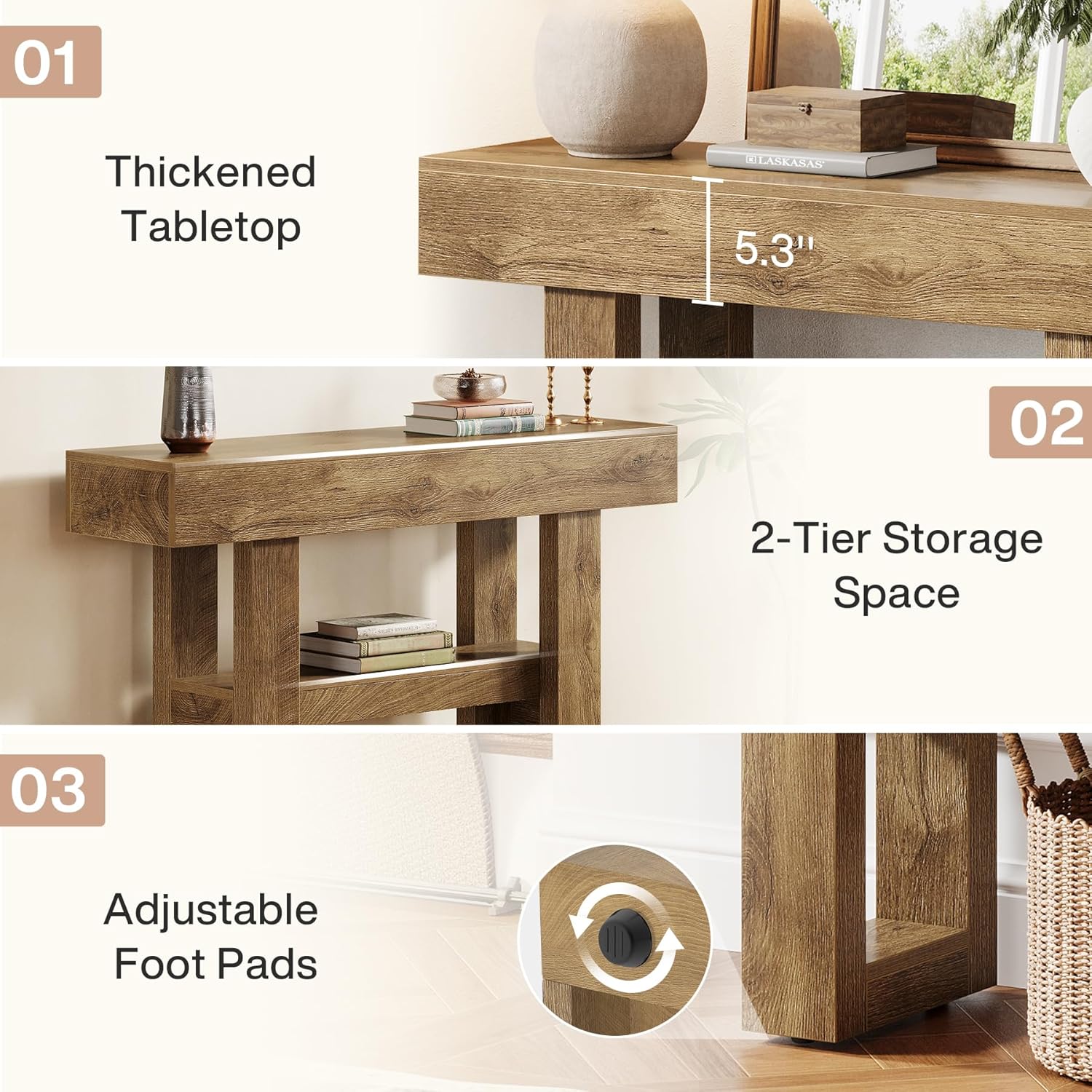 Tribesigns 41.34" Console Table, Rustic 2-Tier Storage for Entryway and Living Room - Image 14