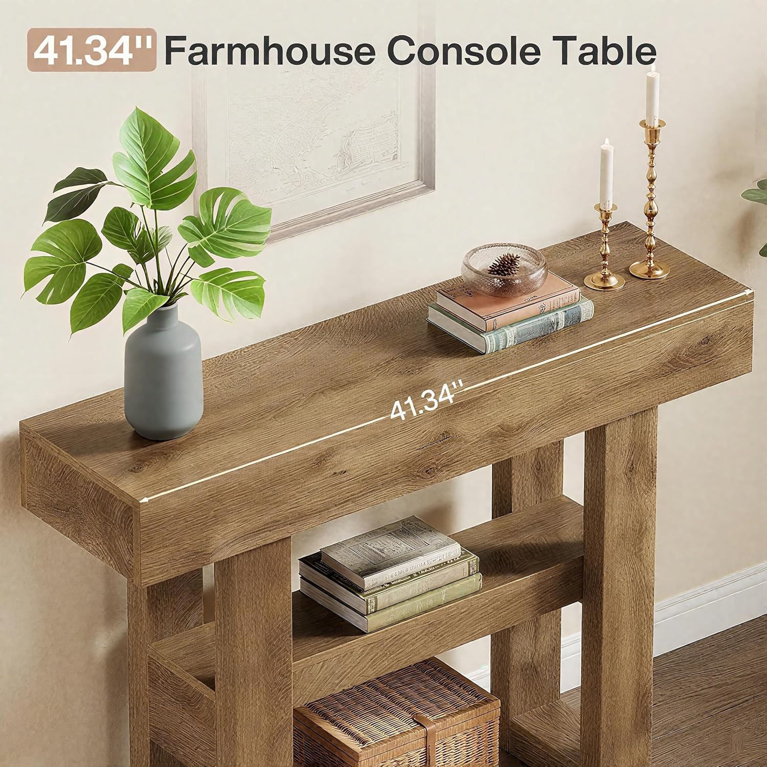 Tribesigns 41.34" Console Table, Rustic 2-Tier Storage for Entryway and Living Room - Image 15