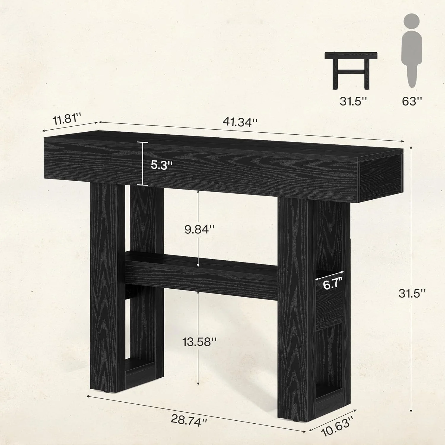 Tribesigns 41.34" Console Table, Rustic 2-Tier Storage for Entryway and Living Room - Image 19