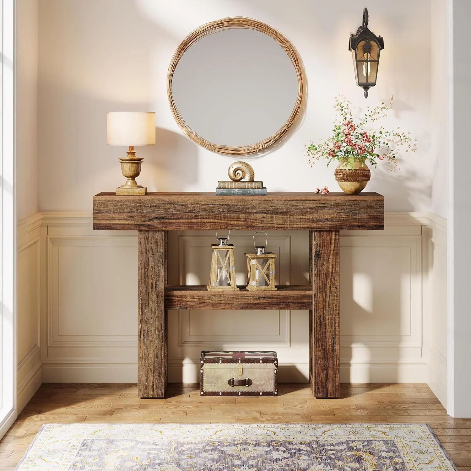 Tribesigns 41.34" Console Table, Rustic 2-Tier Storage for Entryway and Living Room - Image 3